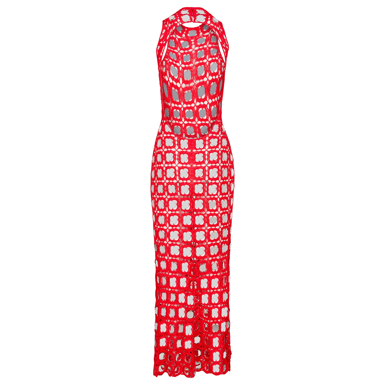 Delfi Collective Selene sukienka wieczorowa Red Flare ażur