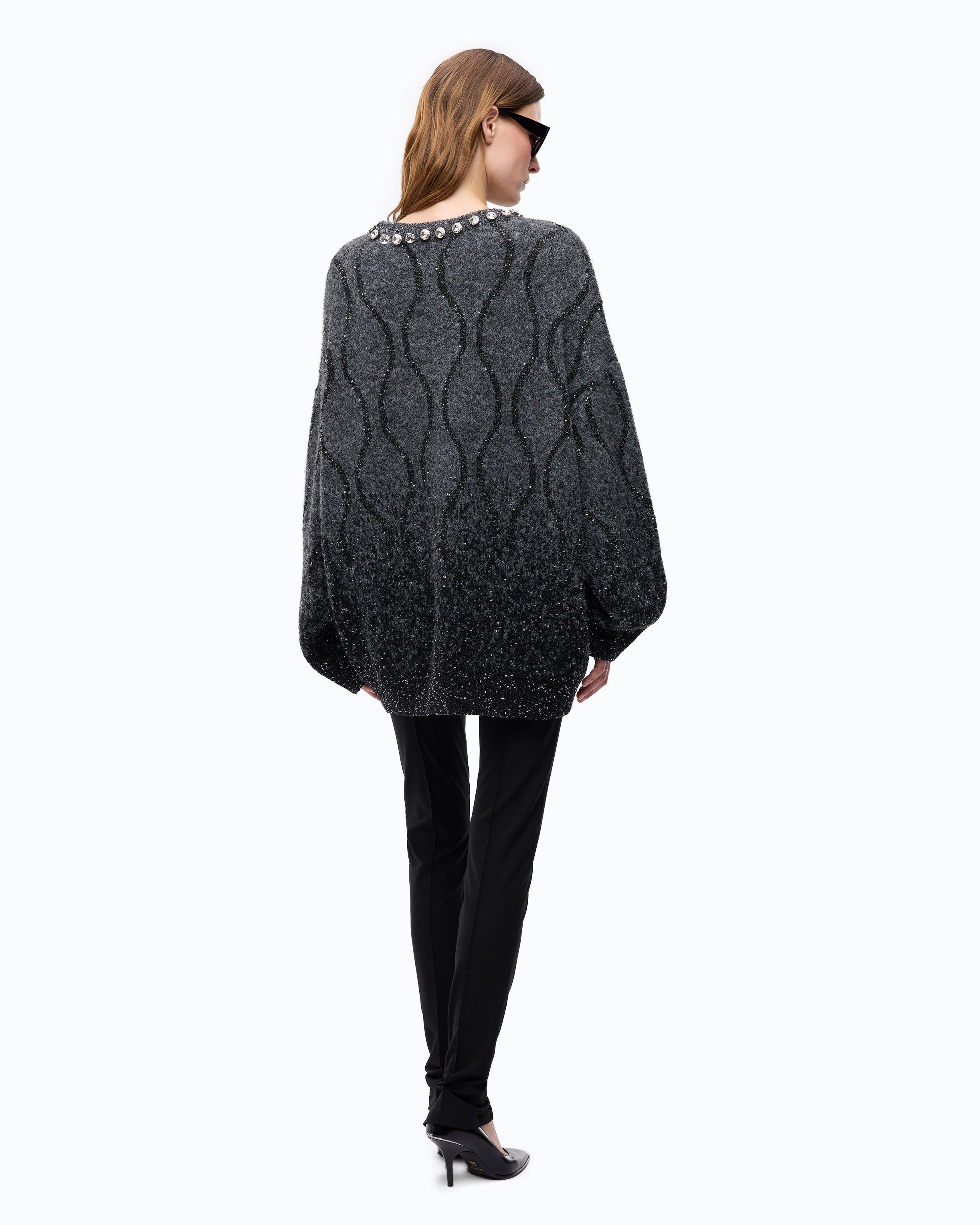 Pinko Renault sweter czarny z cekinami