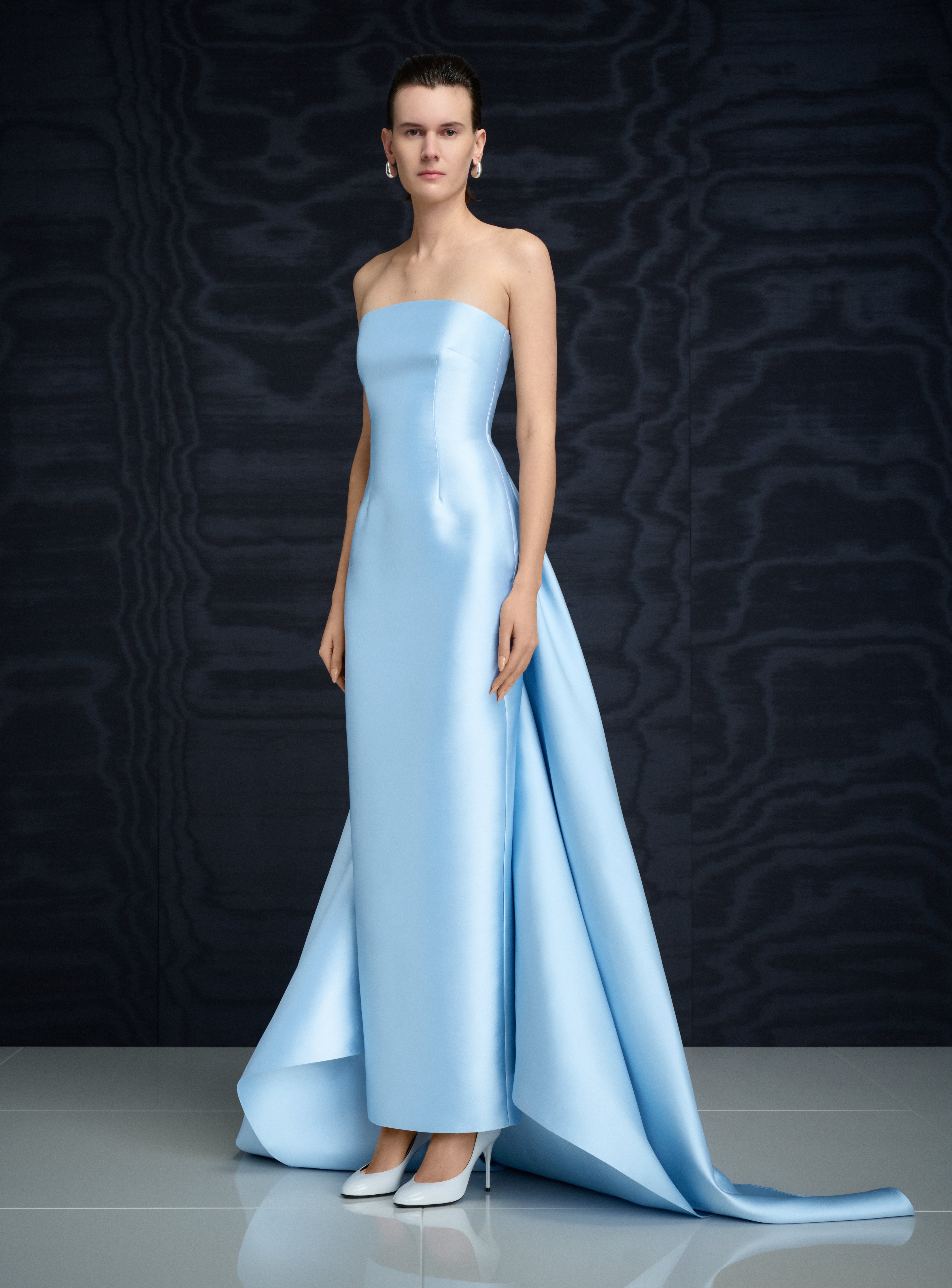 SOLACE LONDON Imani sukienka maxi błękitna gorsetowa