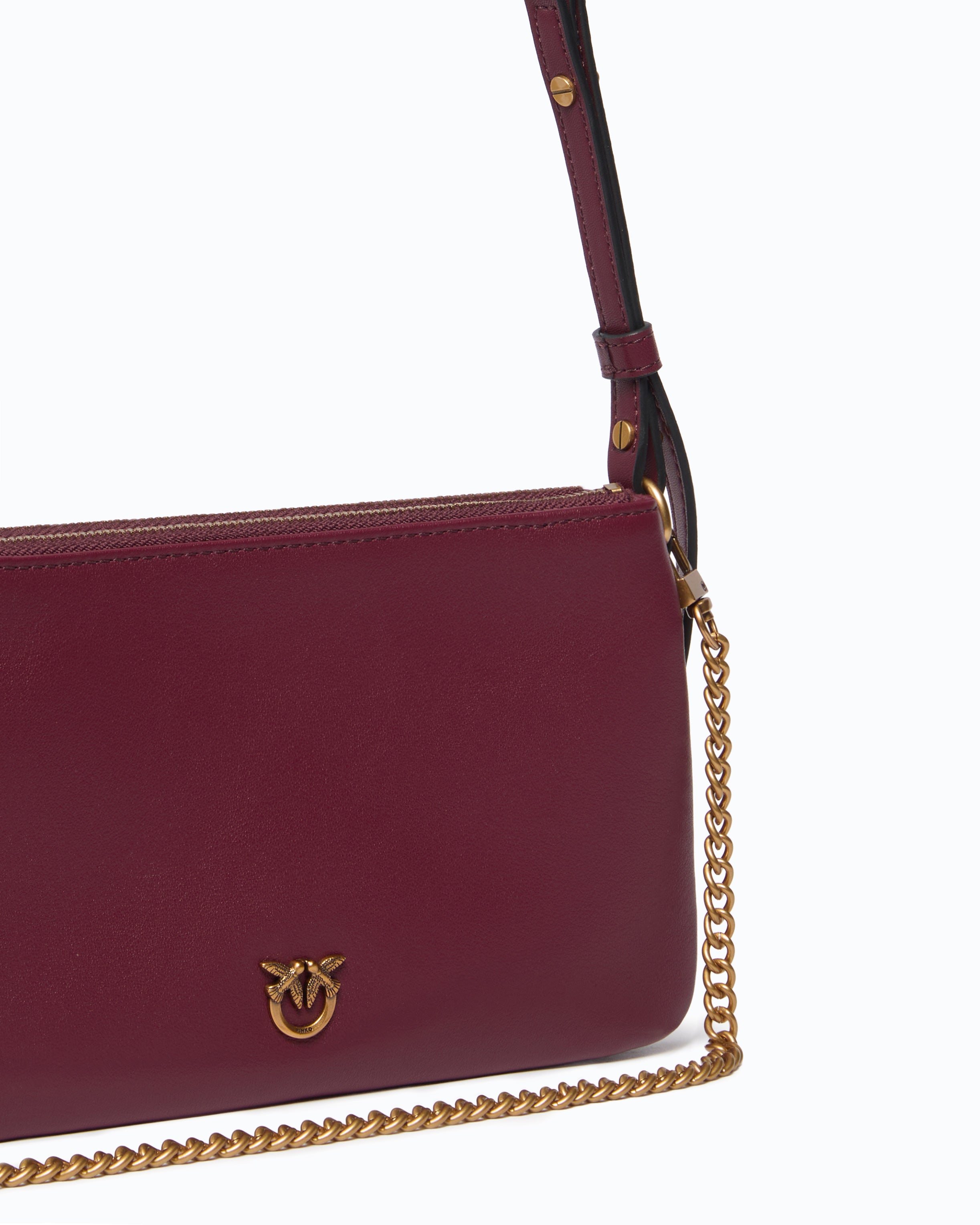 Pinko Double Mini torebka brązowa skórzana