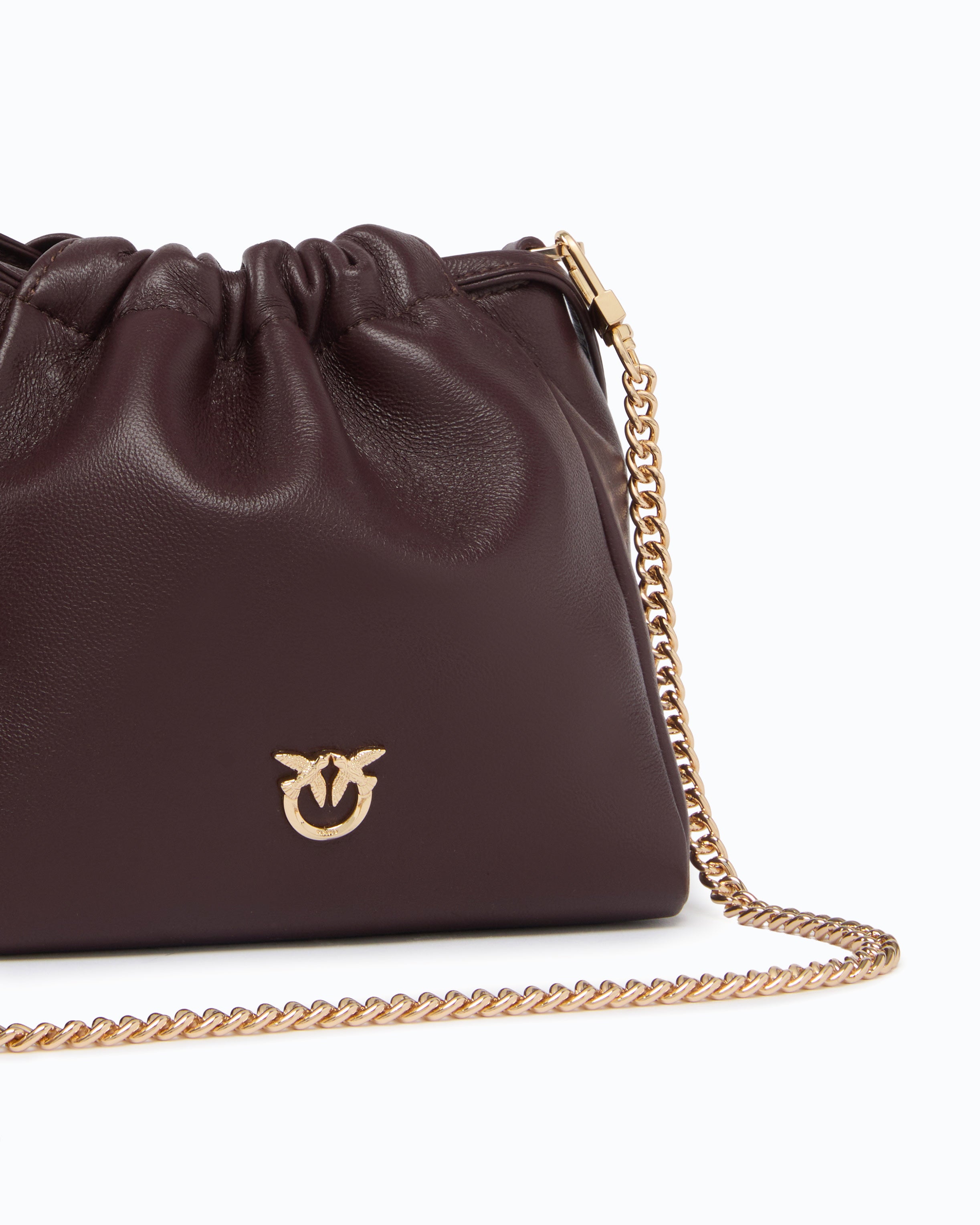 Pinko Pouch torebka worek nappa łańcuszek futerko
