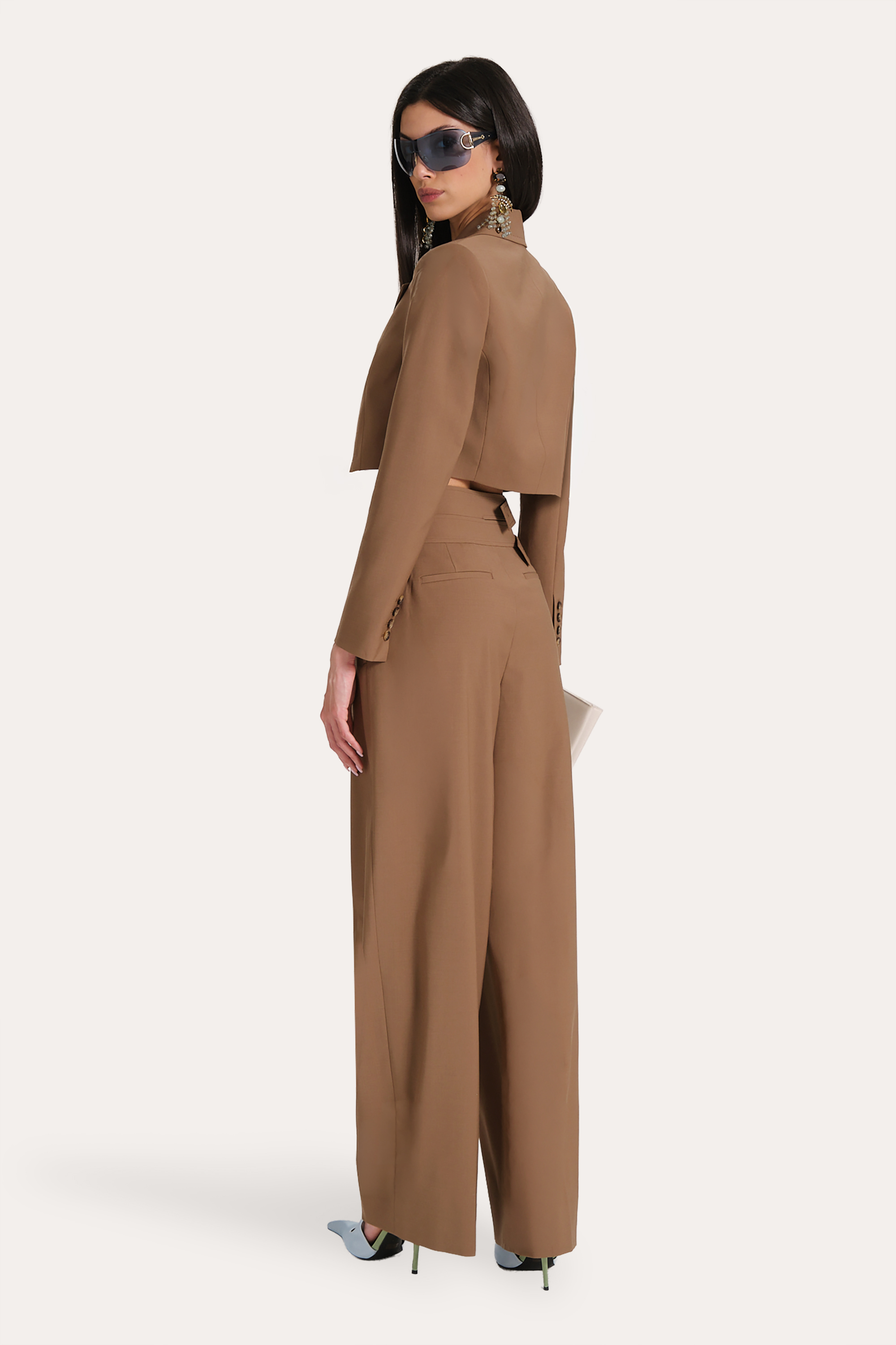 Elie Tahari Sierra E8012106 Spodnie toffi wełna