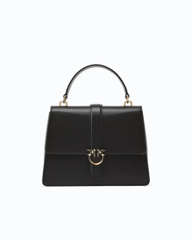 Pinko New Love Top Handle Classic torebka czarna skóra