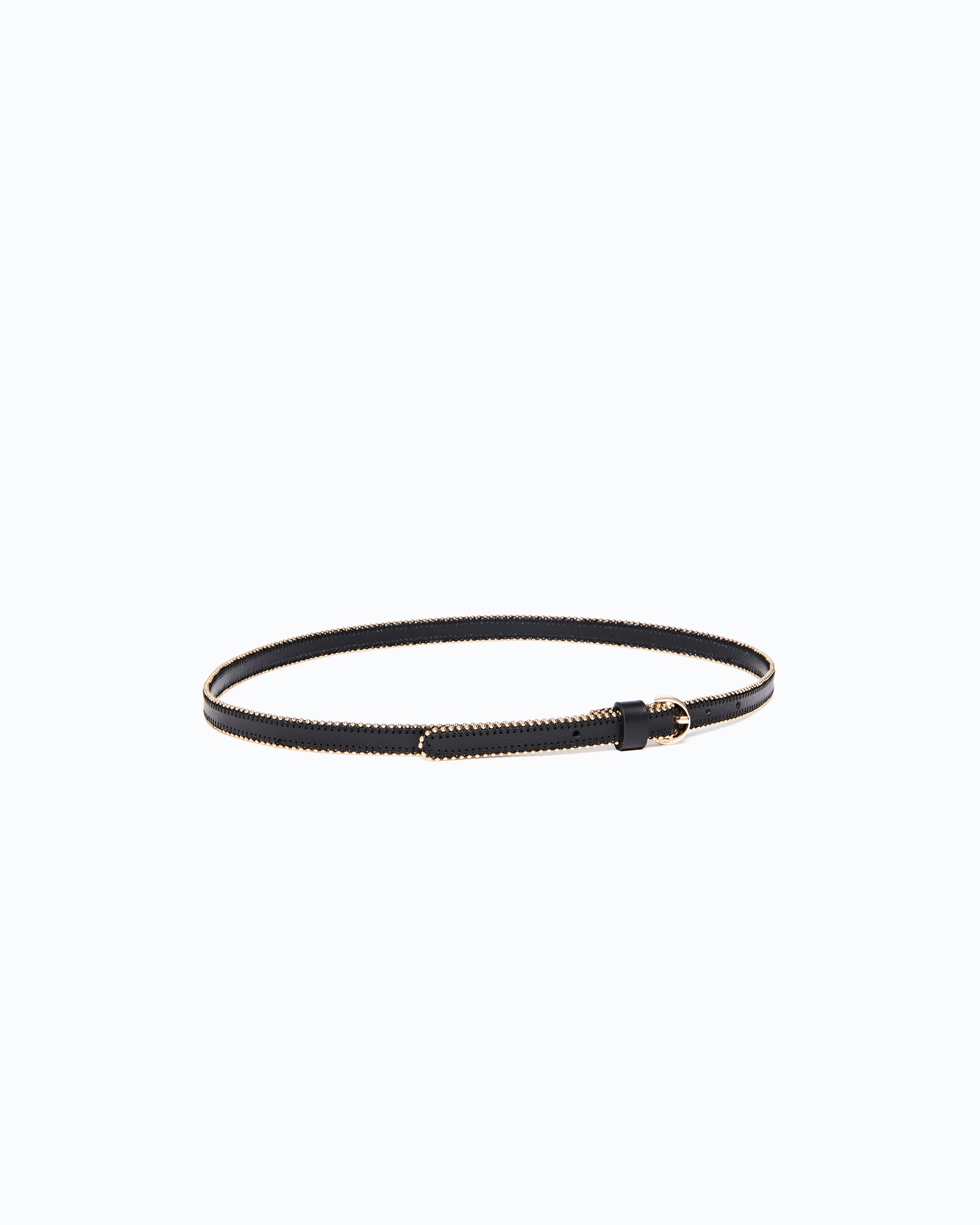 Pinko Tamboril Belt pasek skórzany czarny 1 cm