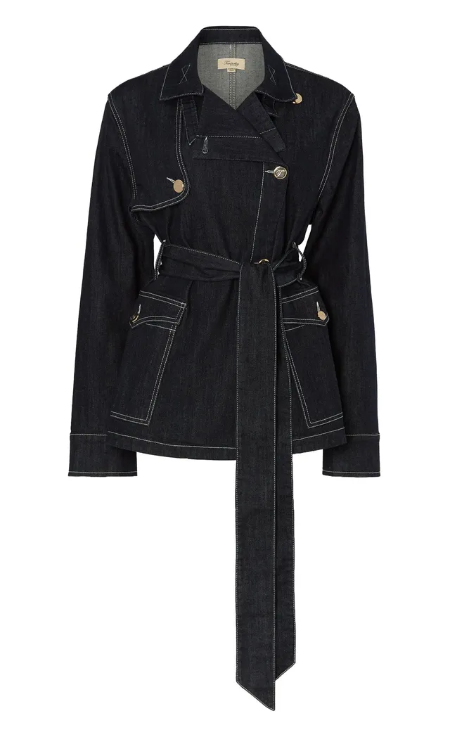 Temperley London Maye kurtka jeansowa Blue z paskiem