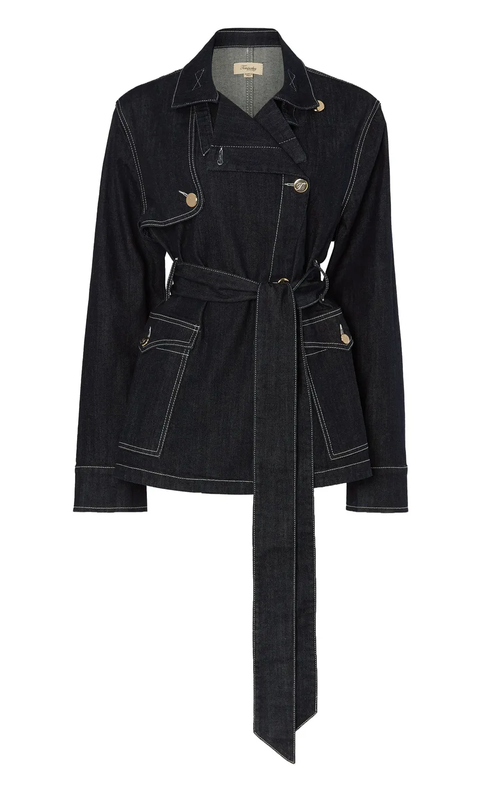 Temperley London Maye kurtka jeansowa Blue z paskiem