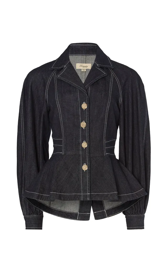Temperley London Maye kurtka jeansowa niebieska