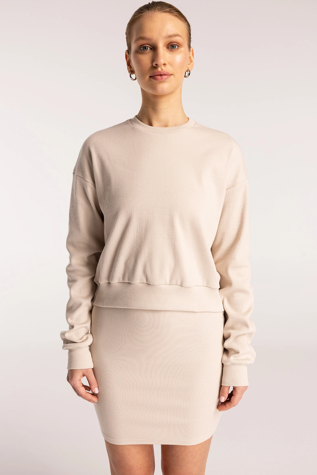 Nudyess Tremity 507MLB spódnica mini Light Beige prążkowana