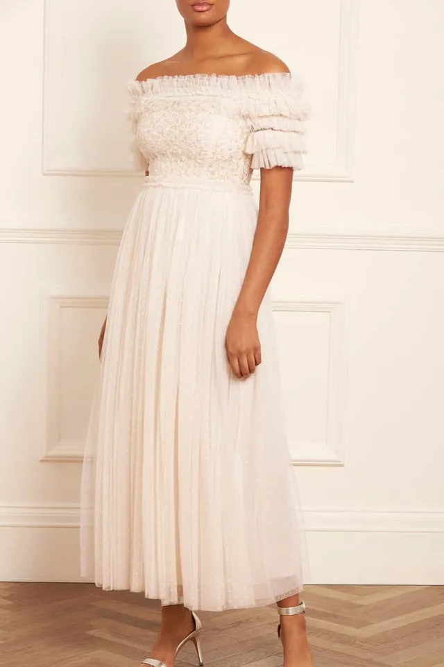 Needle & Thread Midsummer Lace Ankle Gown sukienka kremowa