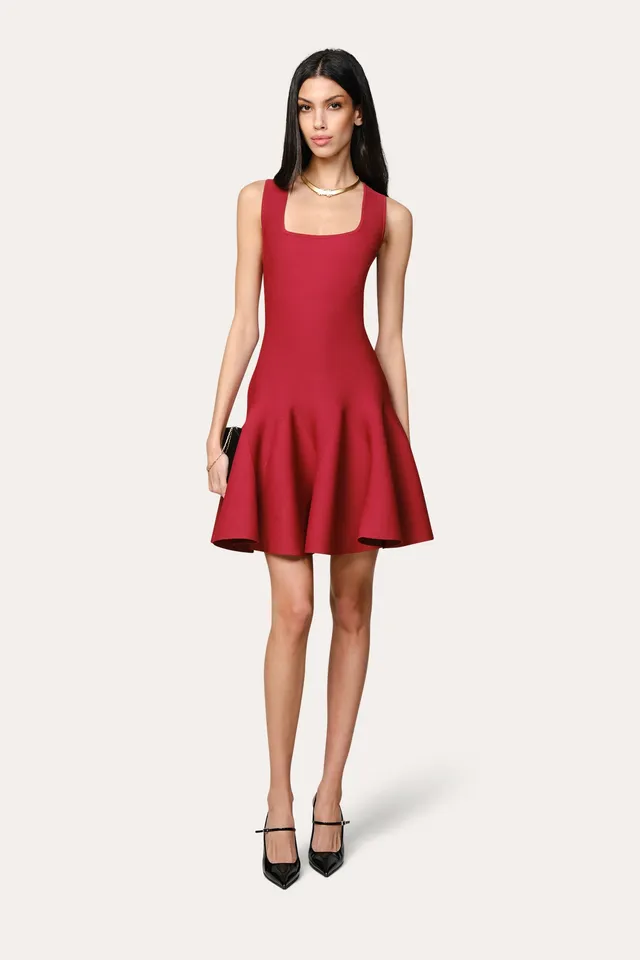 Elie Tahari Milano Sculpt sukienka Lacquer Red mini