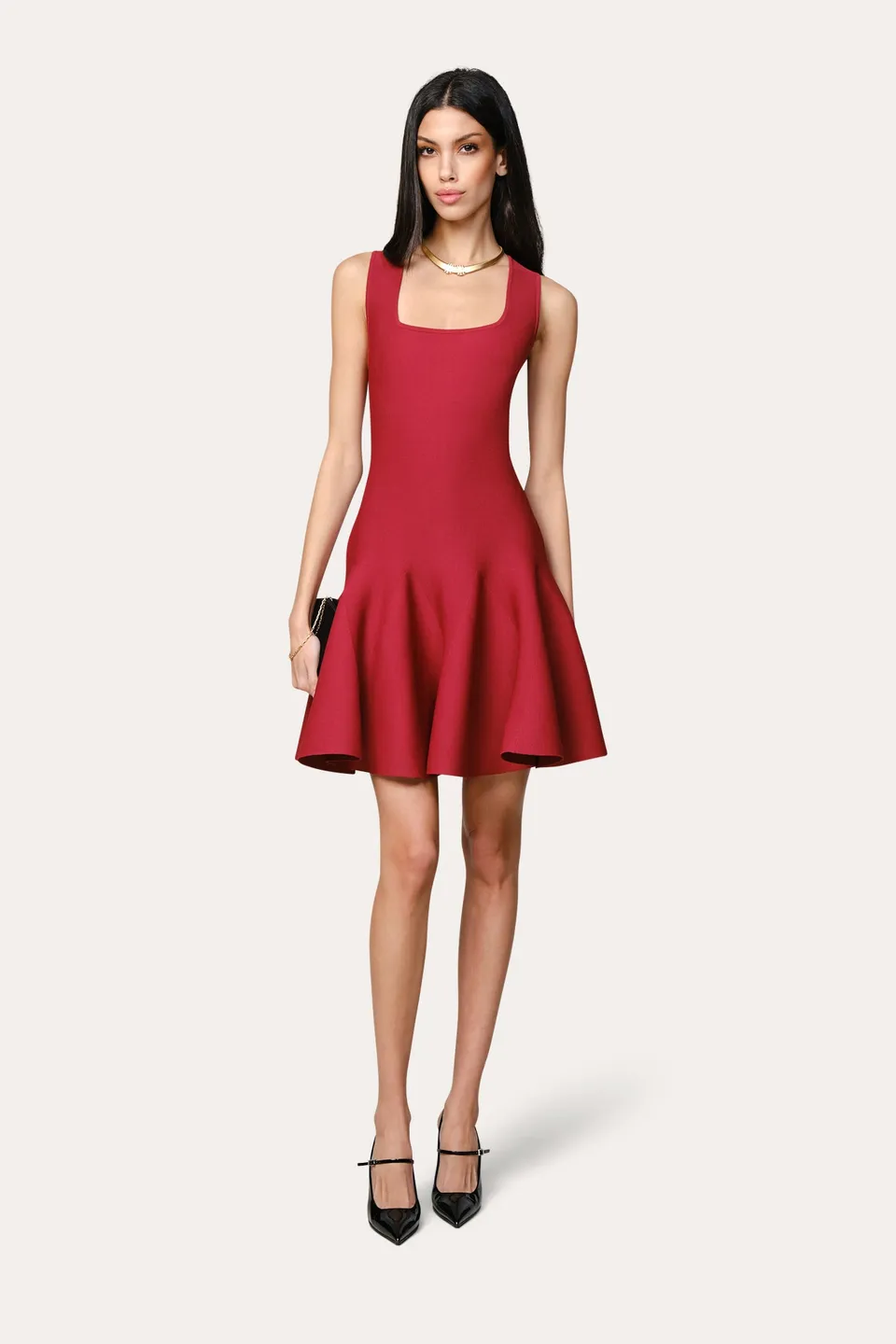 Elie Tahari Milano Sculpt sukienka Lacquer Red mini