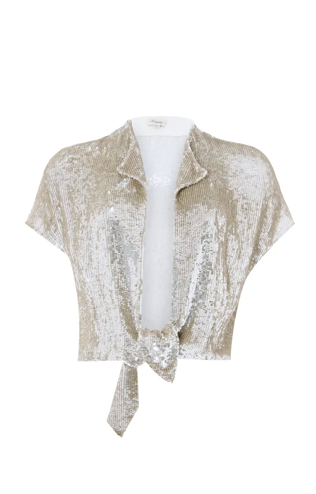 Temperley London Filigree żakiet cekinowy srebrny