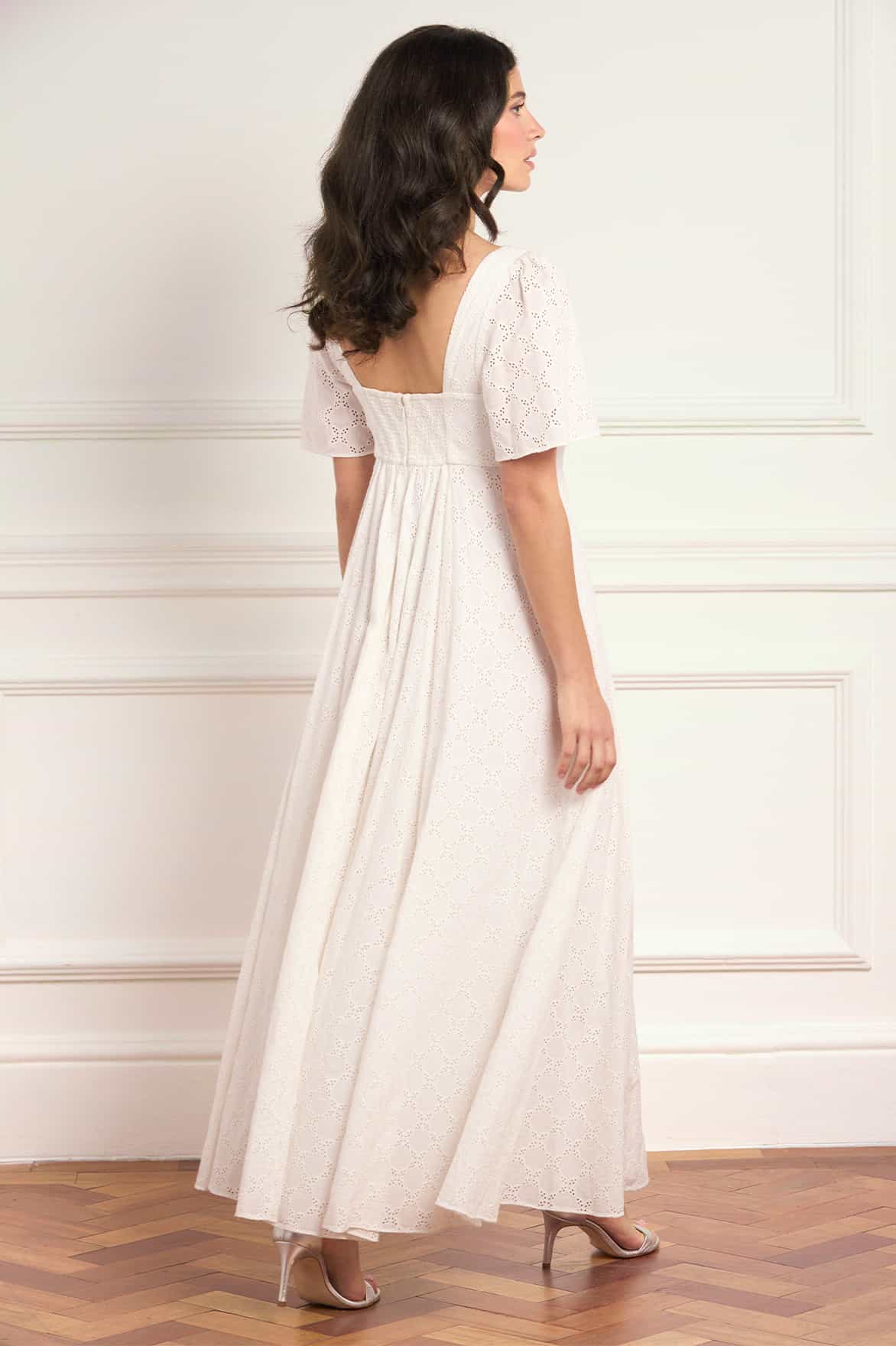 Needle & Thread Marisol Broderie Gown sukienka biała bawełniana