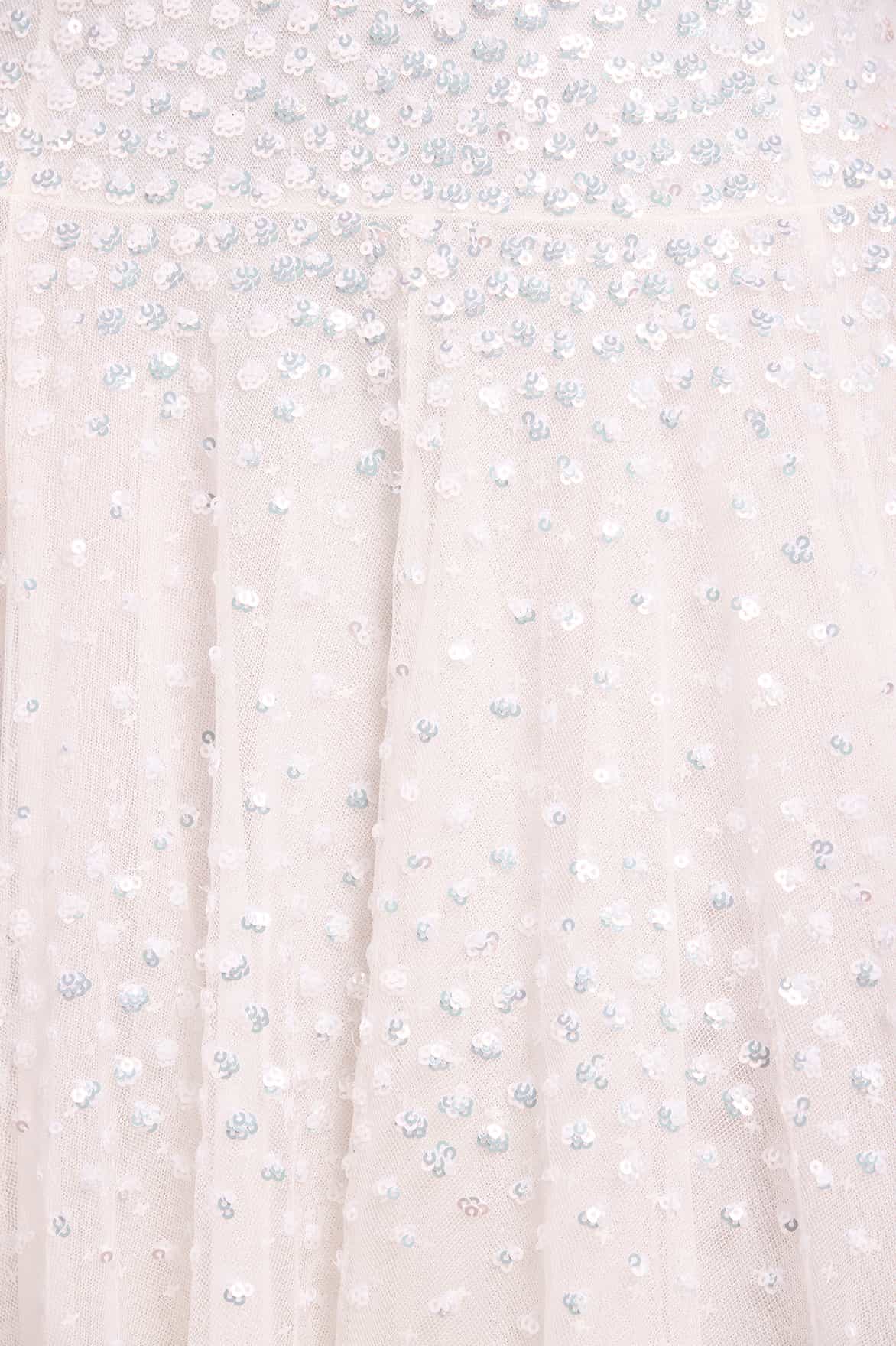 Needle & Thread Sunrise Sequin V-Neck Ankle Gown sukienka biała