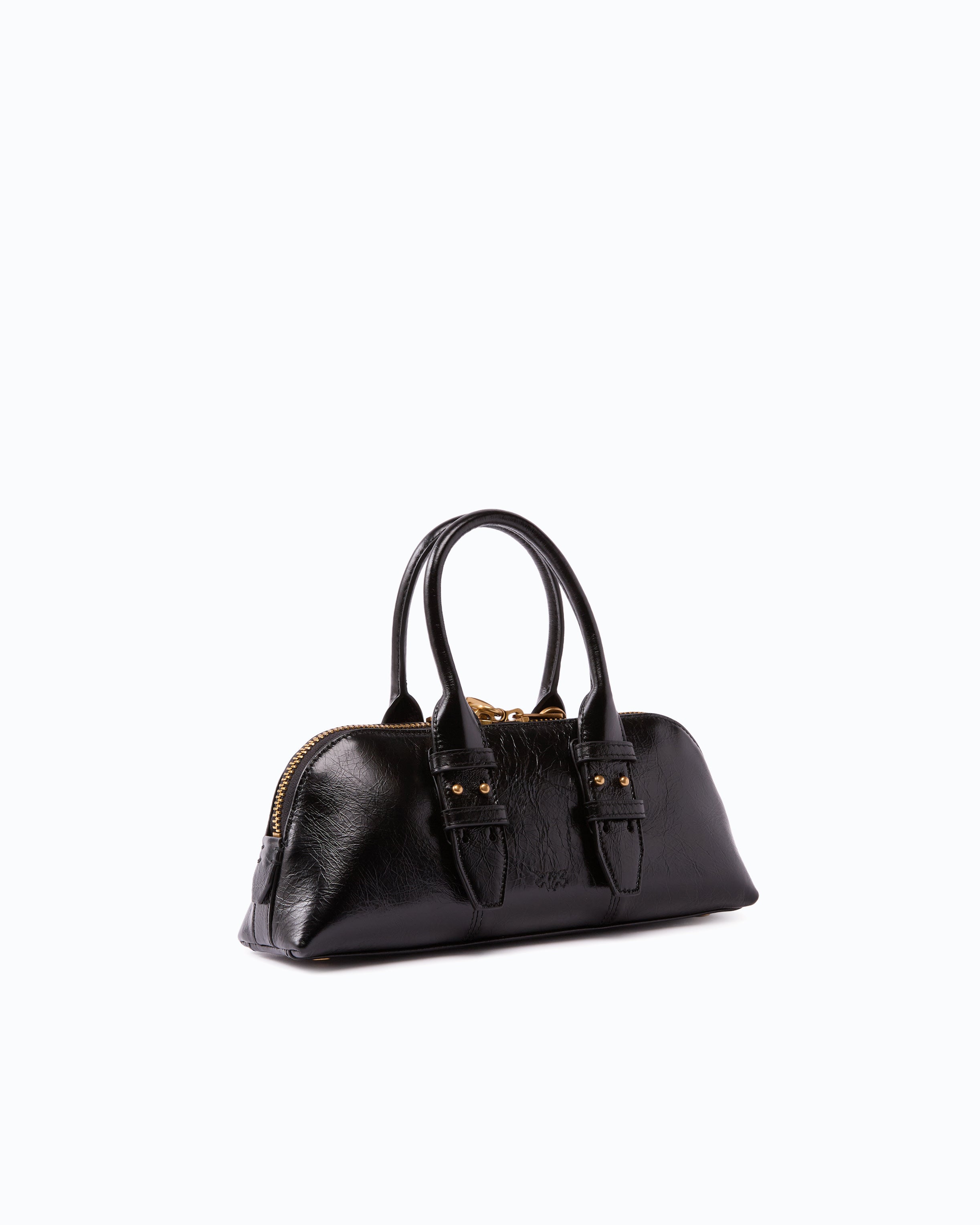 Pinko Escape Bag Horizontal torebka skórzana czarna mała