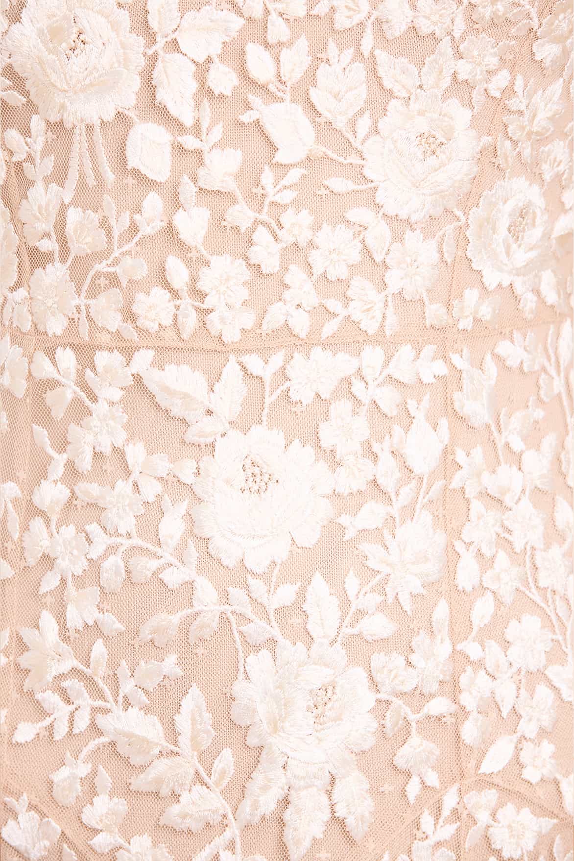 Needle & Thread Rosa Sheer Ankle Gown sukienka beżowa z haftem