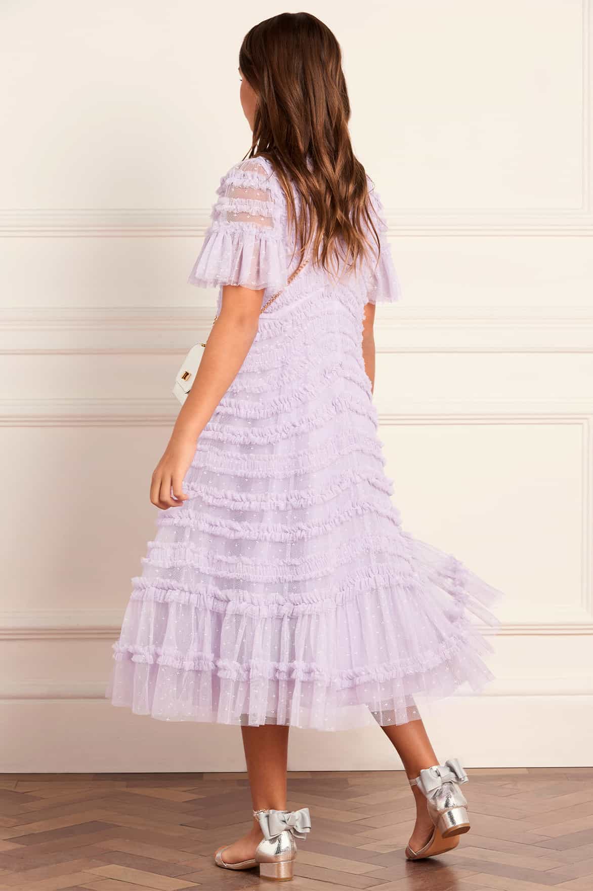 Needle & Thread Amara Ruffle Kids Dress sukienka fioletowa