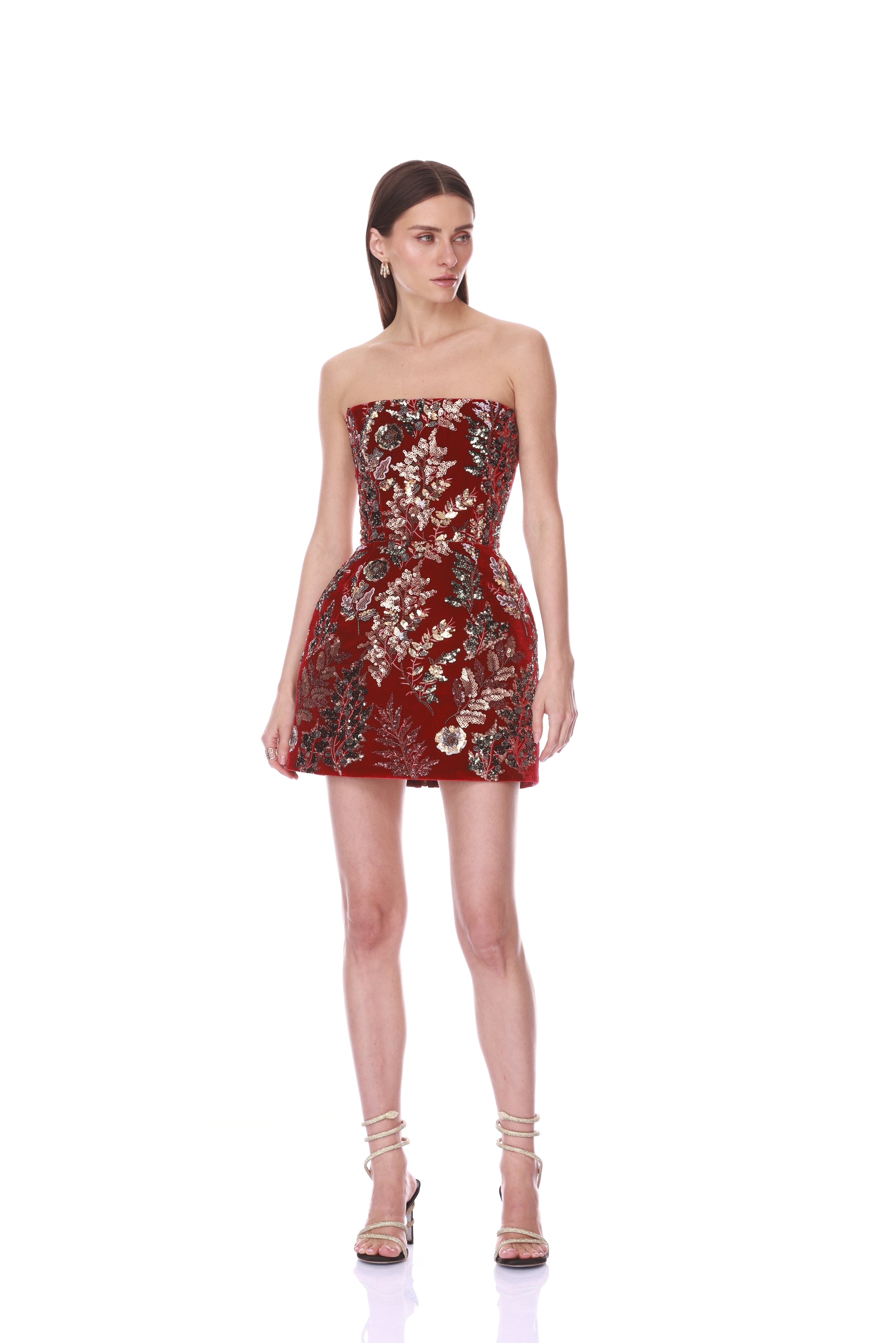 Bronx and Banco Velvet Embroidered mini sukienka aksamitna gorsetowa