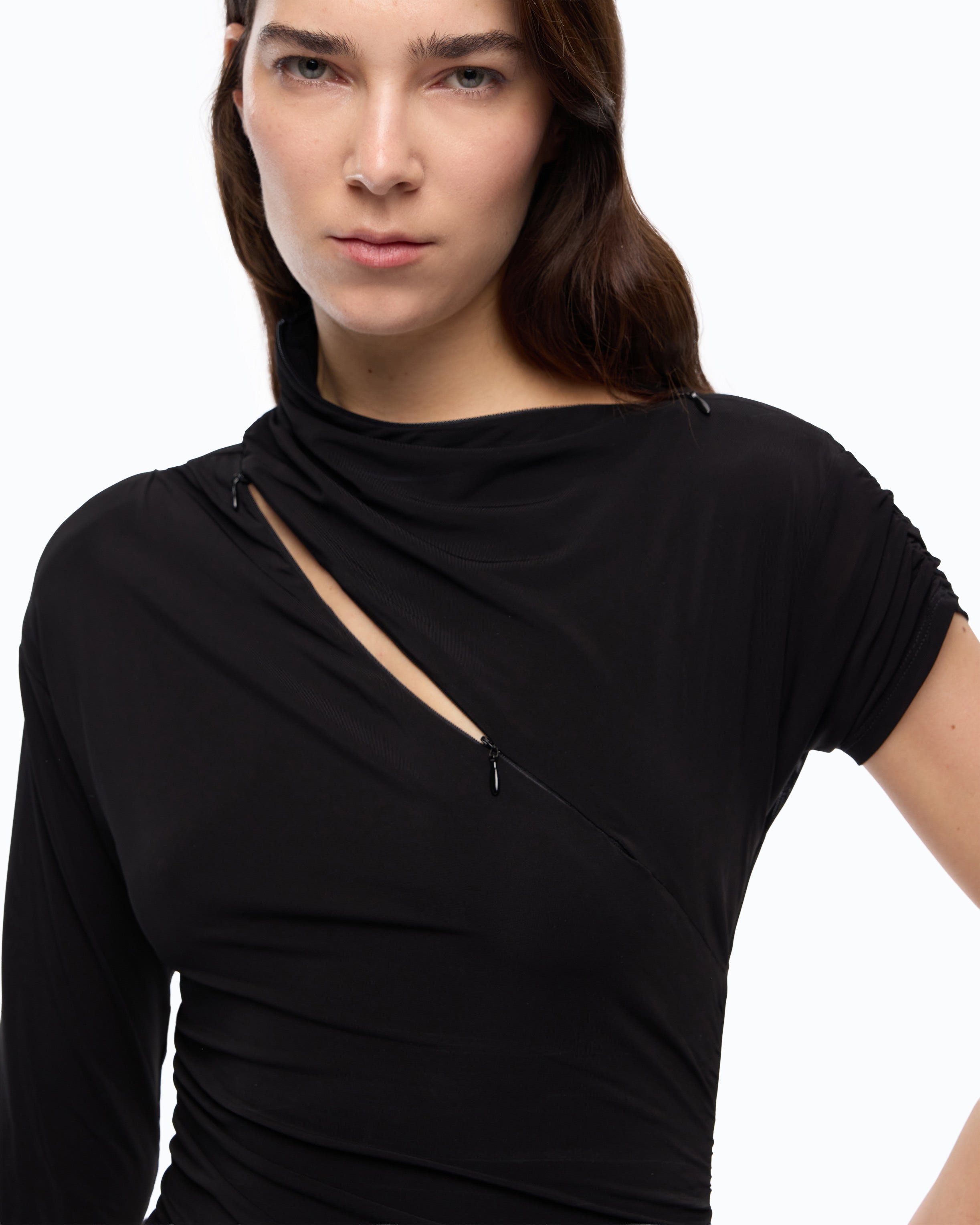 Pinko Croma body dzianinowe czarne asymetryczne