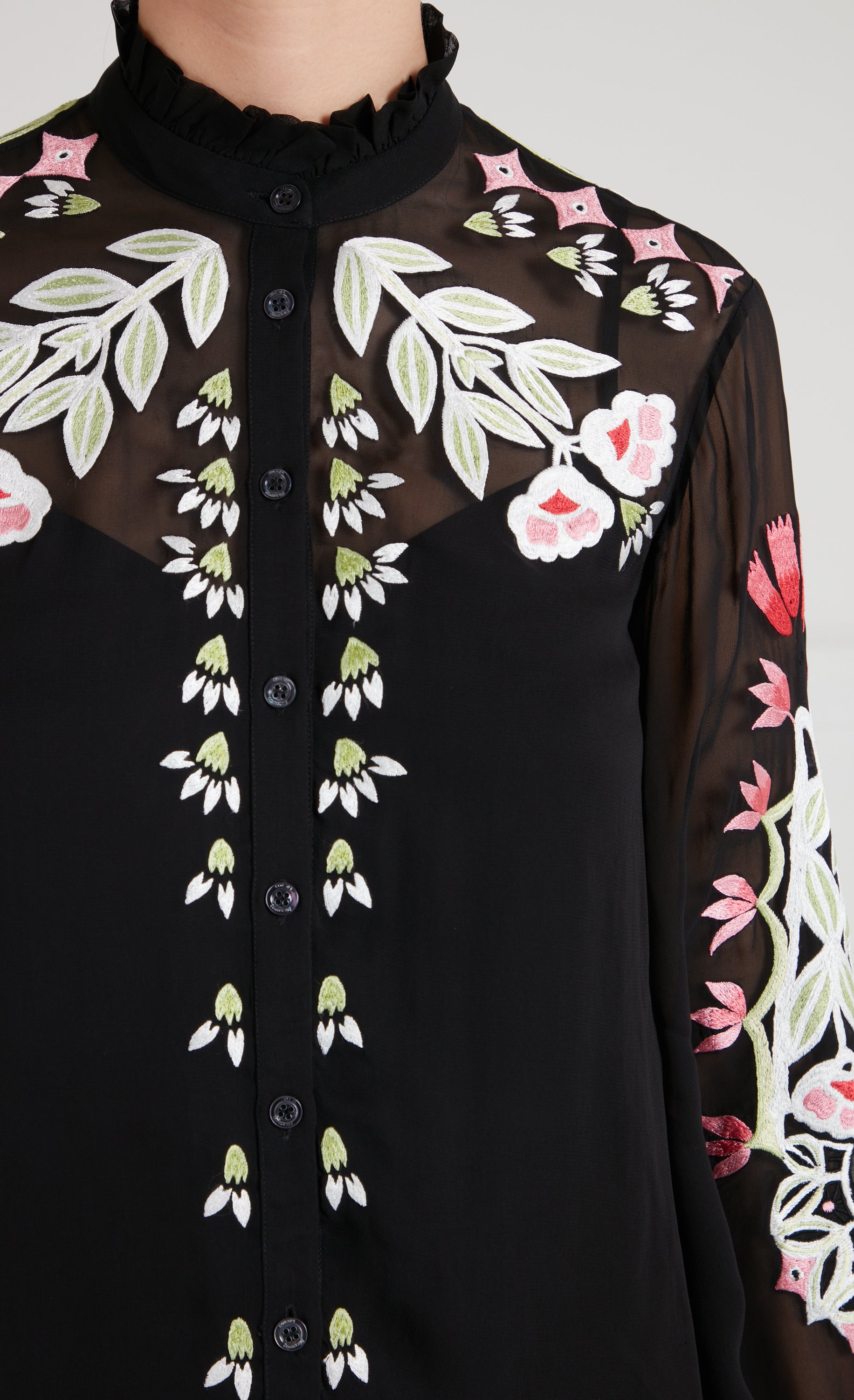 Temperley London Rosalba koszula haftowana czarna szyfon