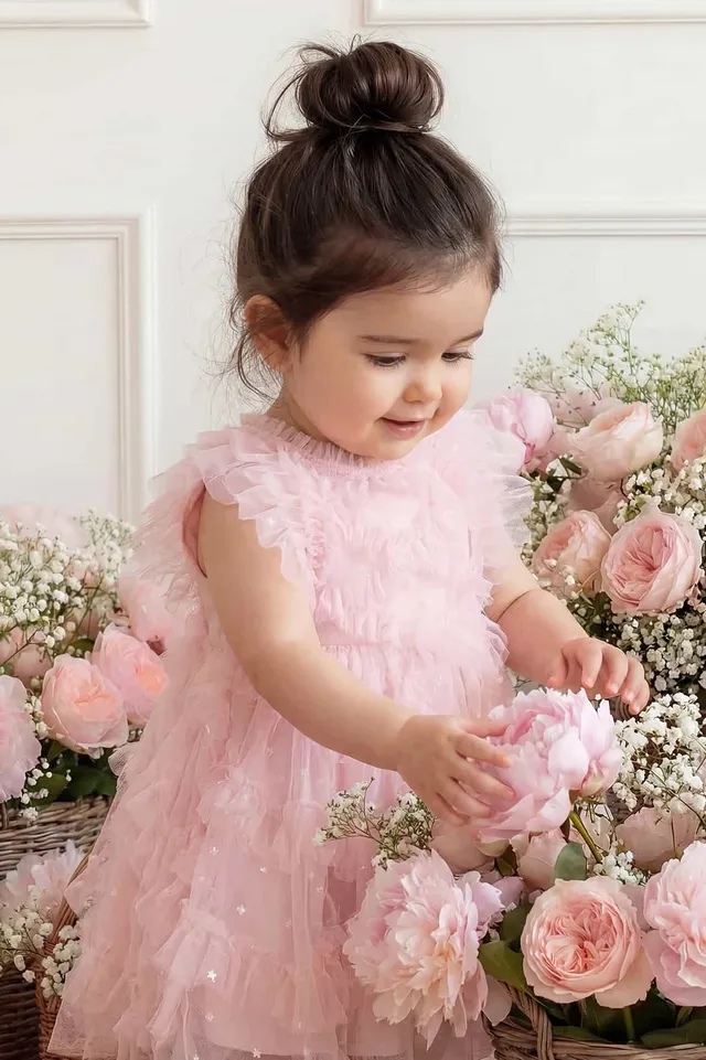 Needle & Thread Genevieve Baby Dress sukienka Pink z bloomerami