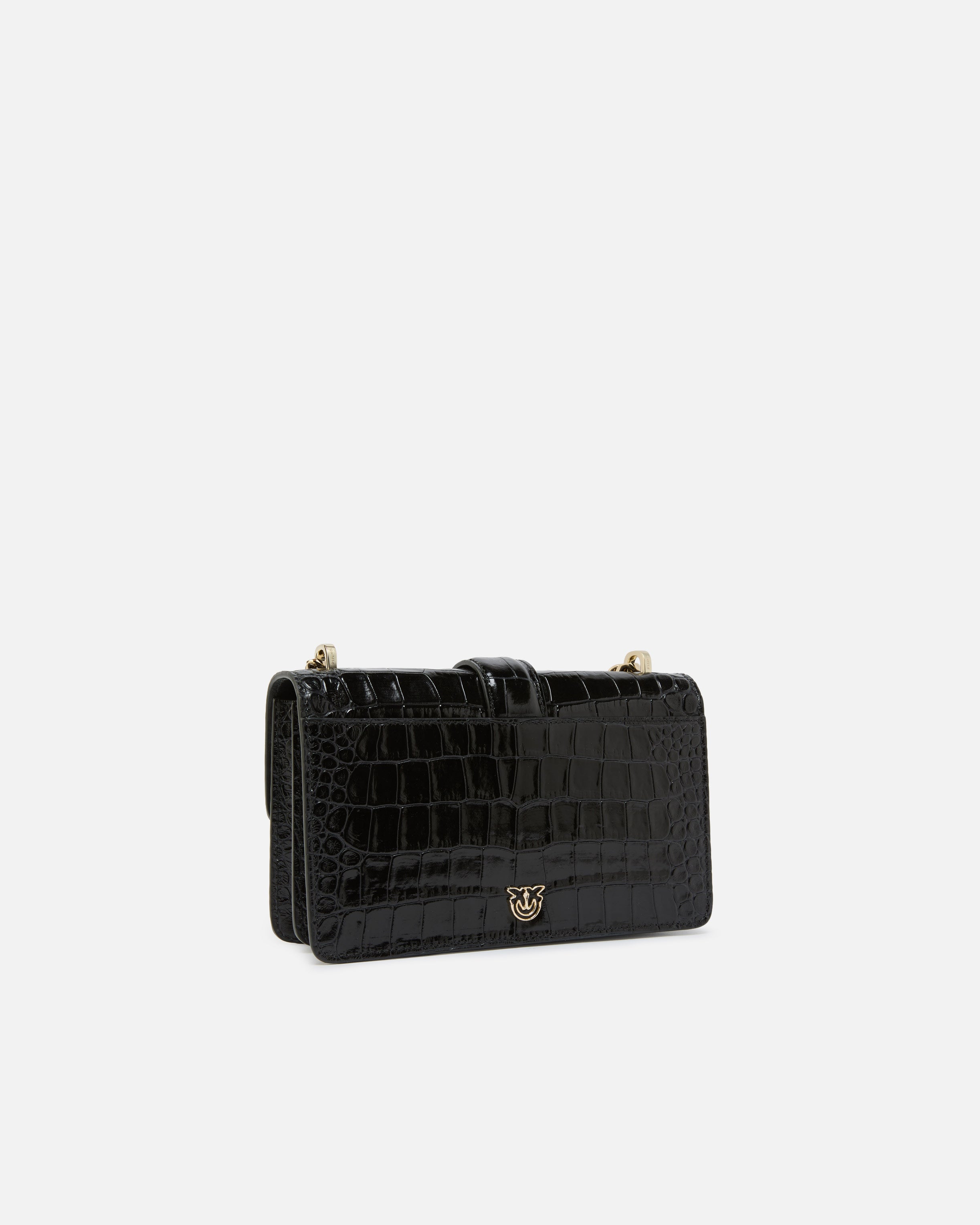 Pinko Love Bag One Mini torebka skórzana czarna krokodyl