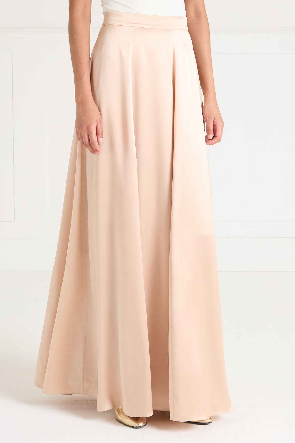 Temperley London Amerie spódnica satynowa Champagne długa