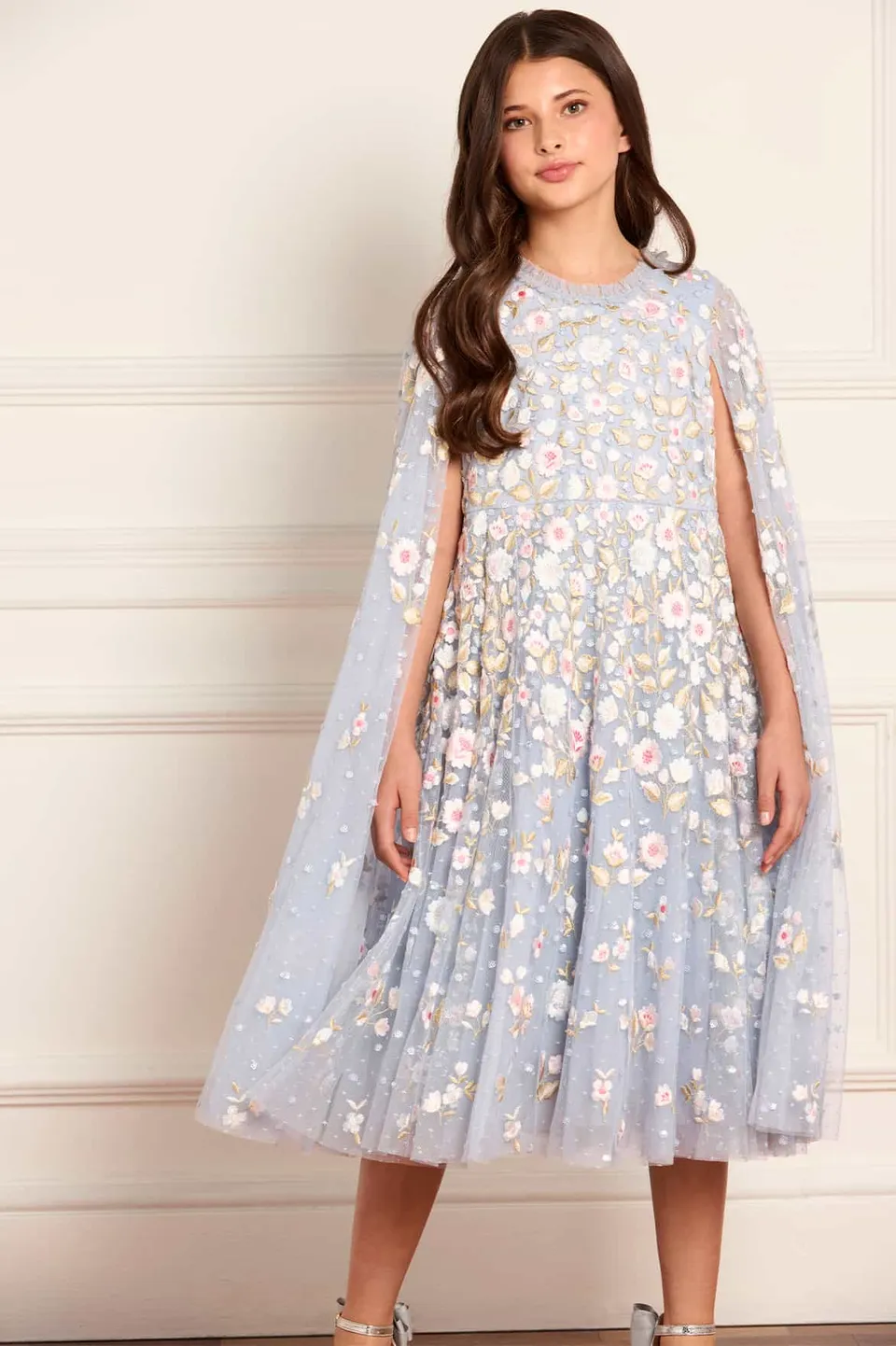 Needle & Thread Ethereal Blooms Cape Sukienka Blue haftowana