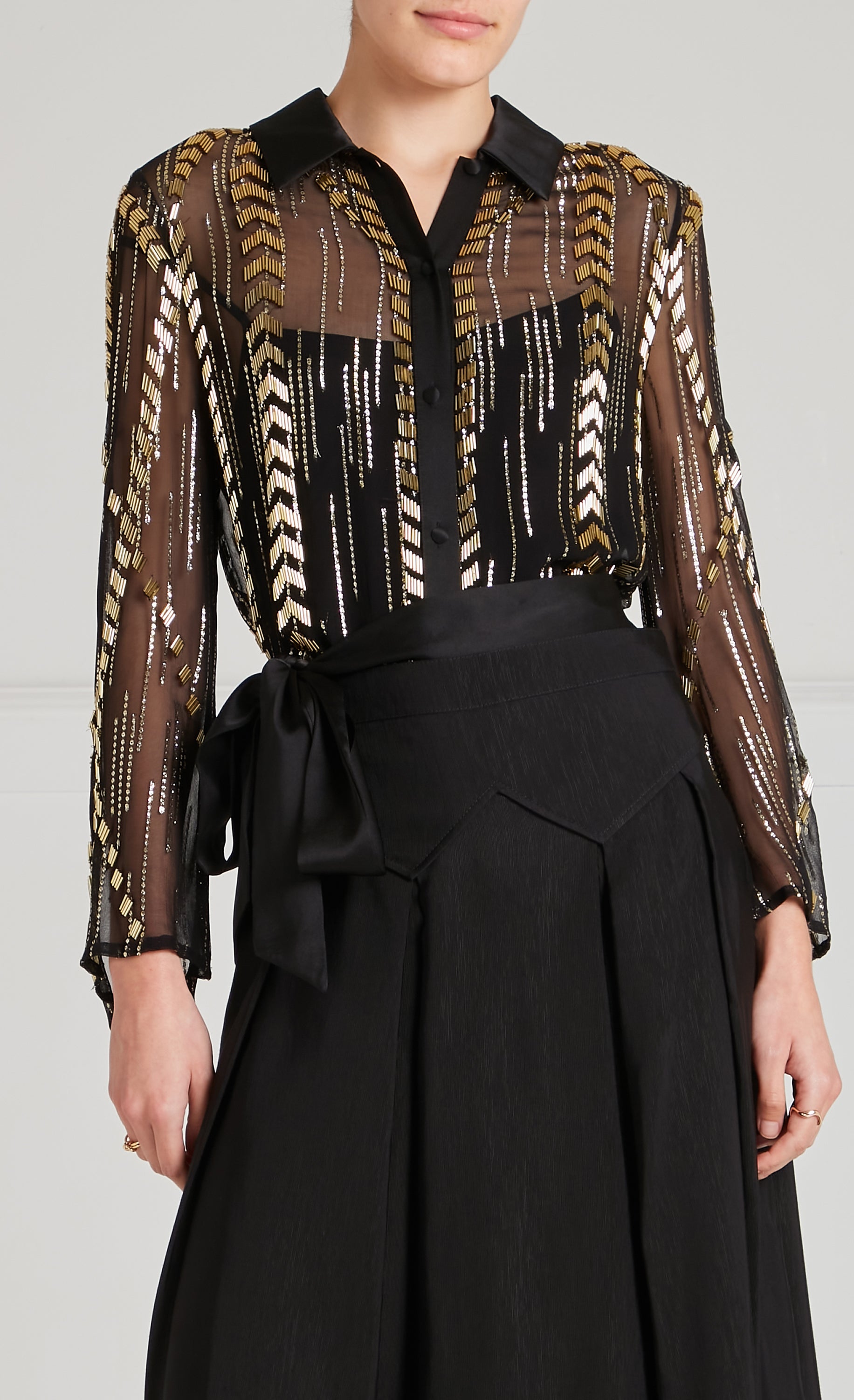 Temperley London Viola koszula czarna cekinowa