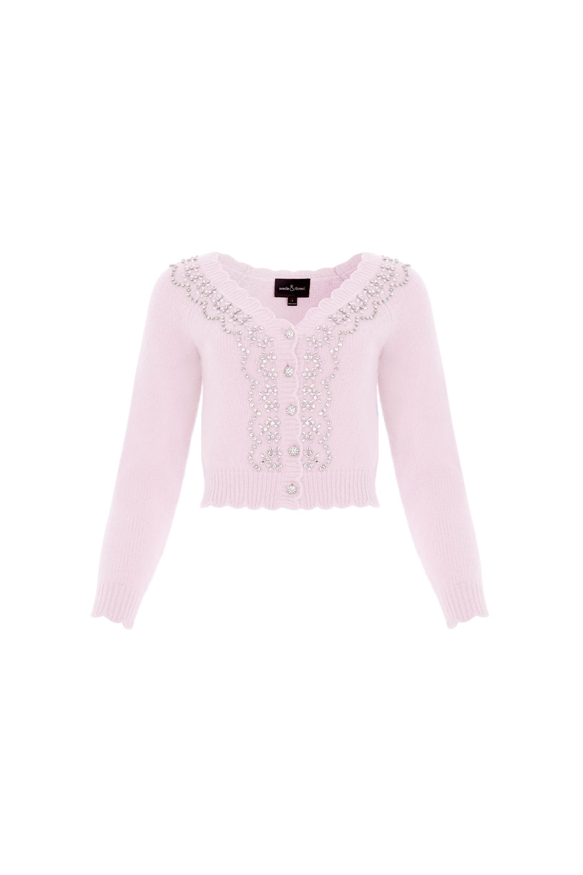 Needle & Thread Embellished V-Neck kardigan rozowy krotki