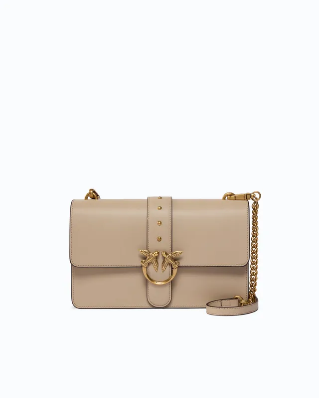 Pinko Love Bag One torebka beżowa średnia skóra