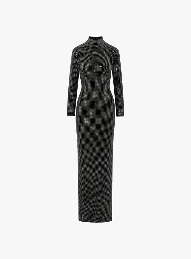 Solace London Marella sukienka maxi czarna z kryształkami