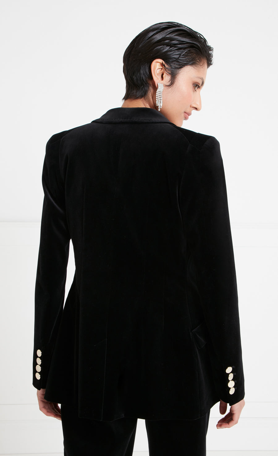 Temperley London Clove żakiet welurowy czarny taliowany