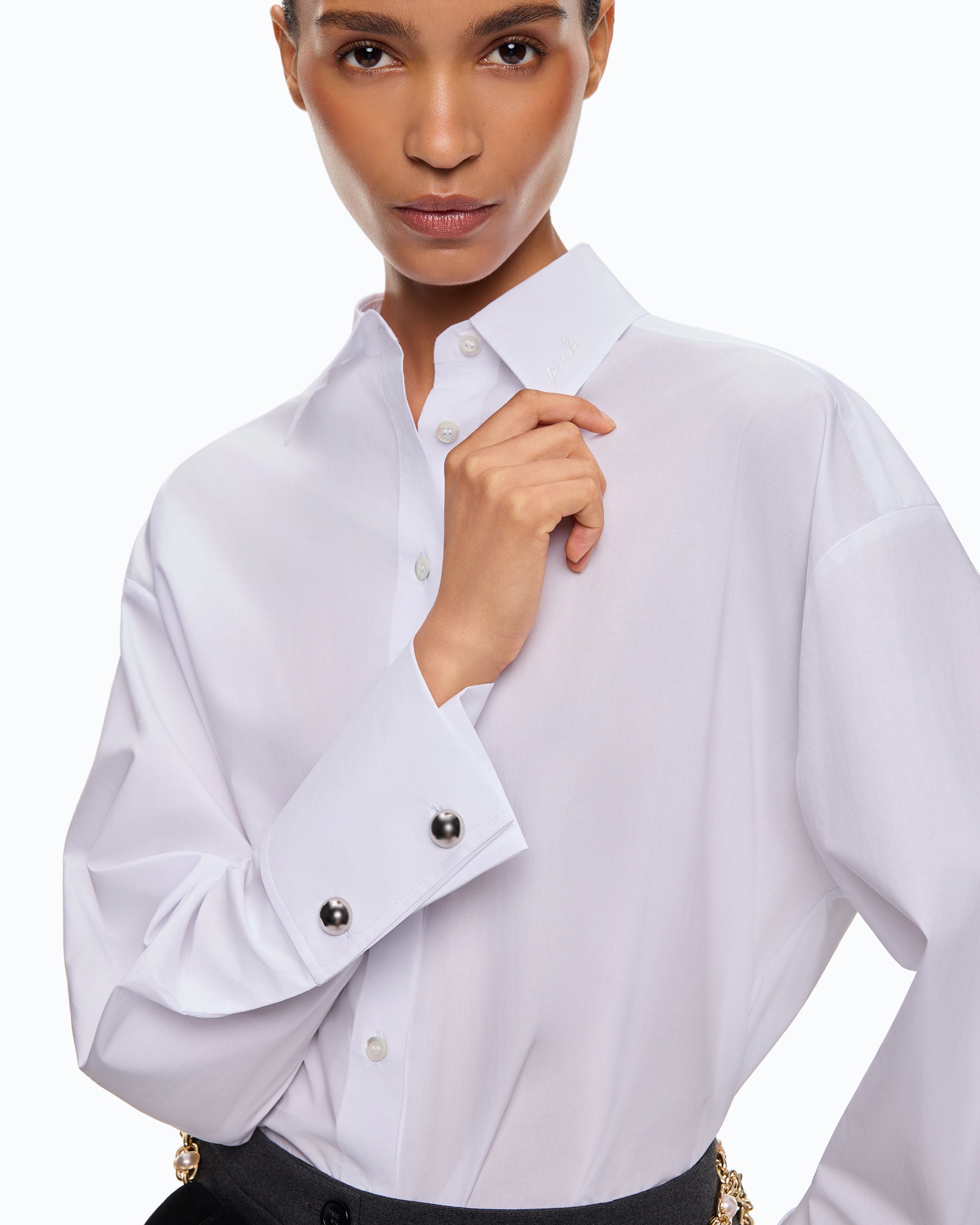 Pinko Clementi koszula poplinowa oversize biała