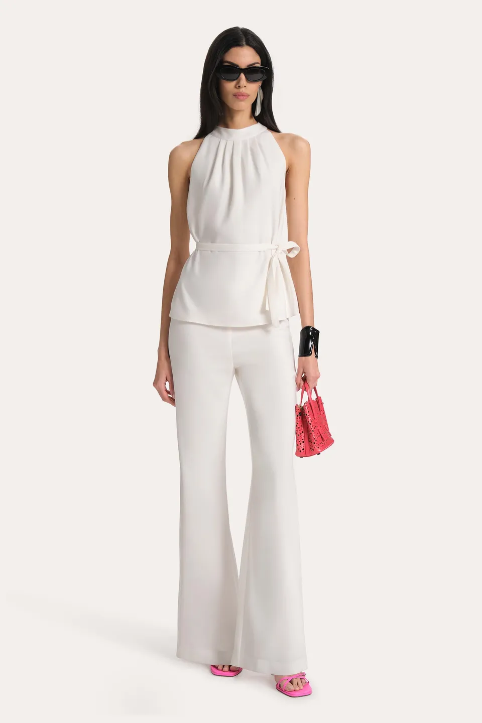 Elie Tahari Amina top halter z krepy pianka