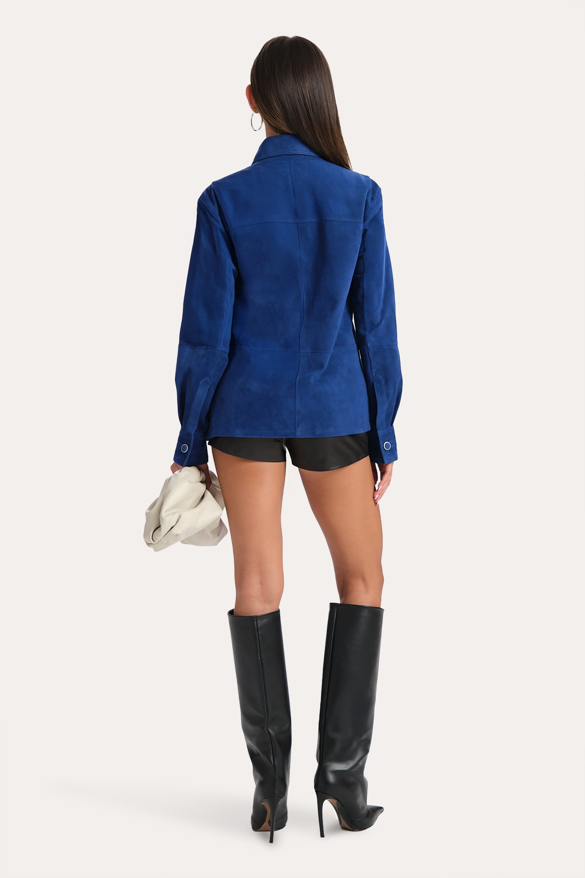 Elie Tahari Althea Shacket kurtka zamsz azure