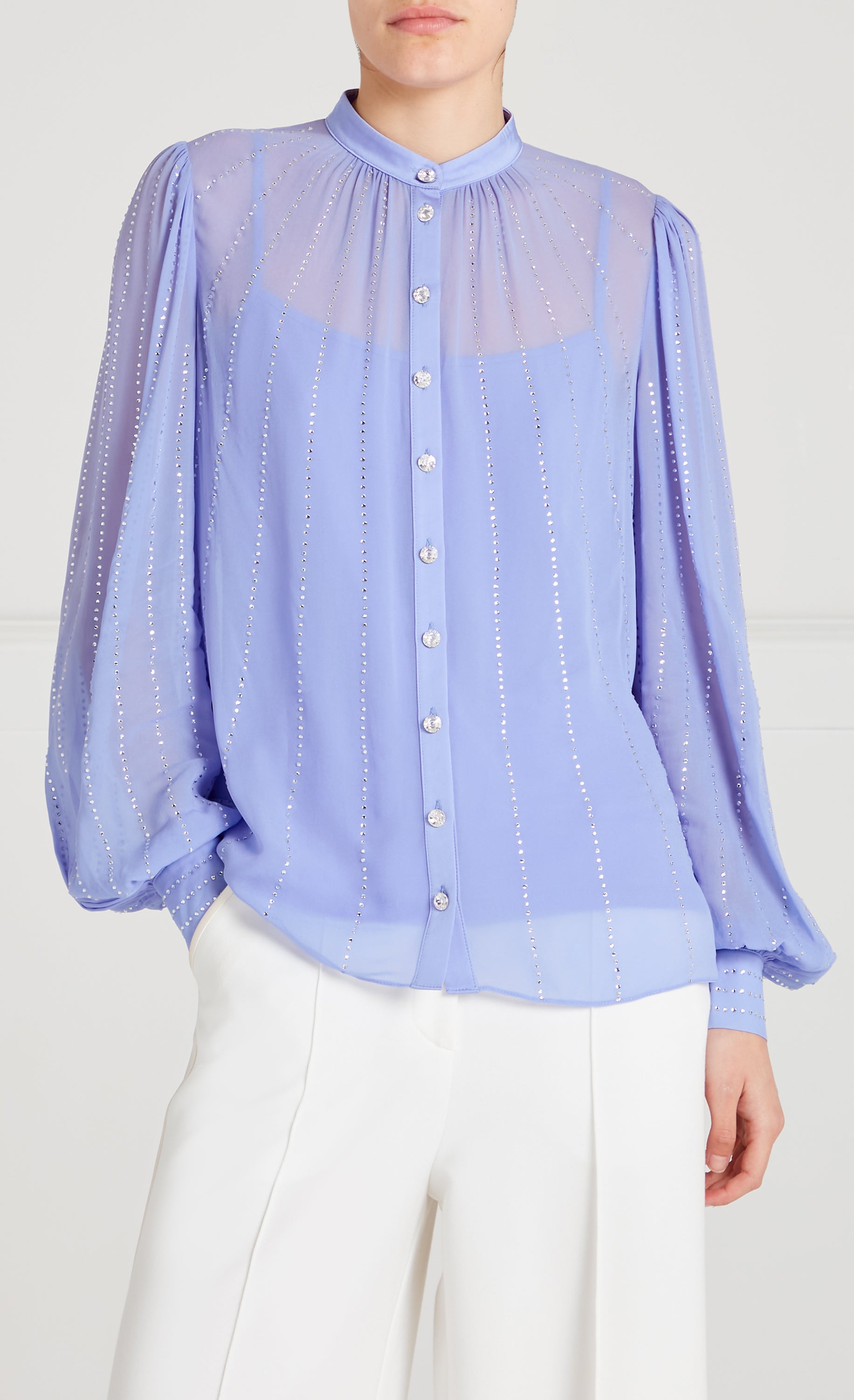 Temperley London Villanelle Shirt koszula Lavender Blue cyrkonie