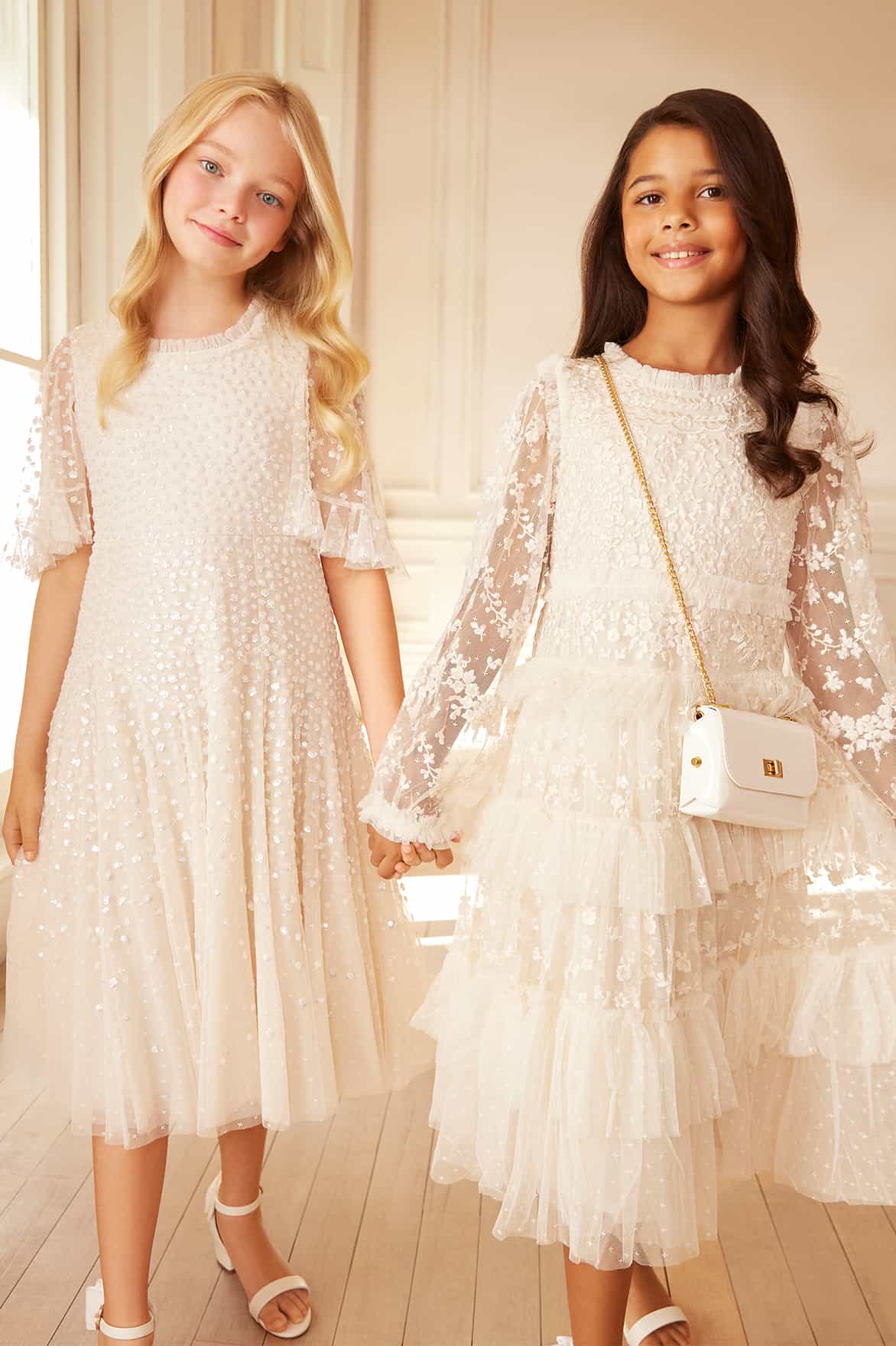 Needle & Thread Blossom Lace Kids Dress sukienka kremowa z tiulu
