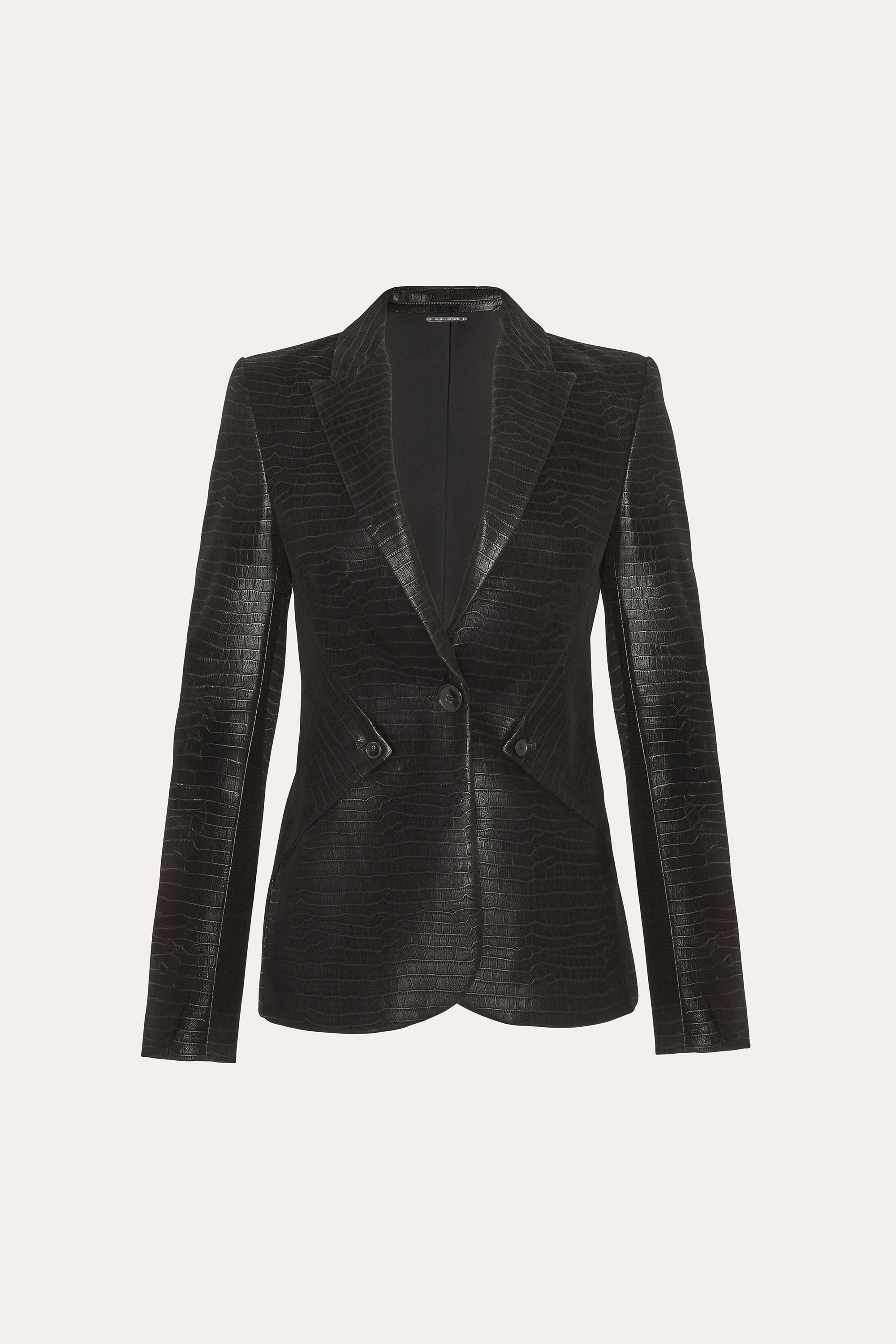 Elie Tahari Crocodile Panel blezer czarny wężowy