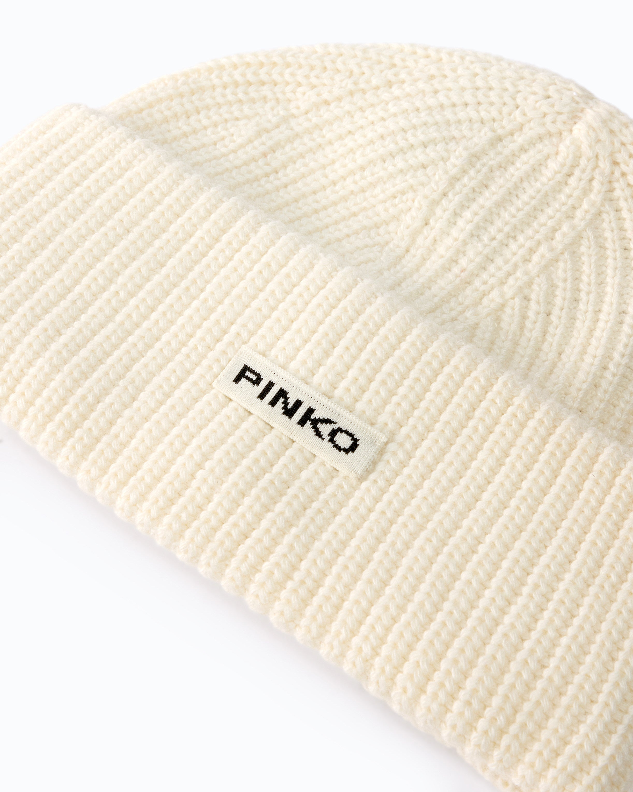 Pinko Bosnia Beanie czapka biała kaszmirowa