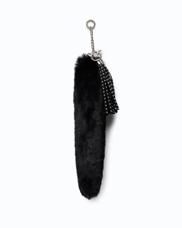 Pinko Charm Tale brelok do torebki czarny futerko