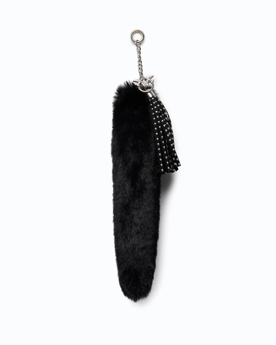 Pinko Charm Tale brelok do torebki czarny futerko