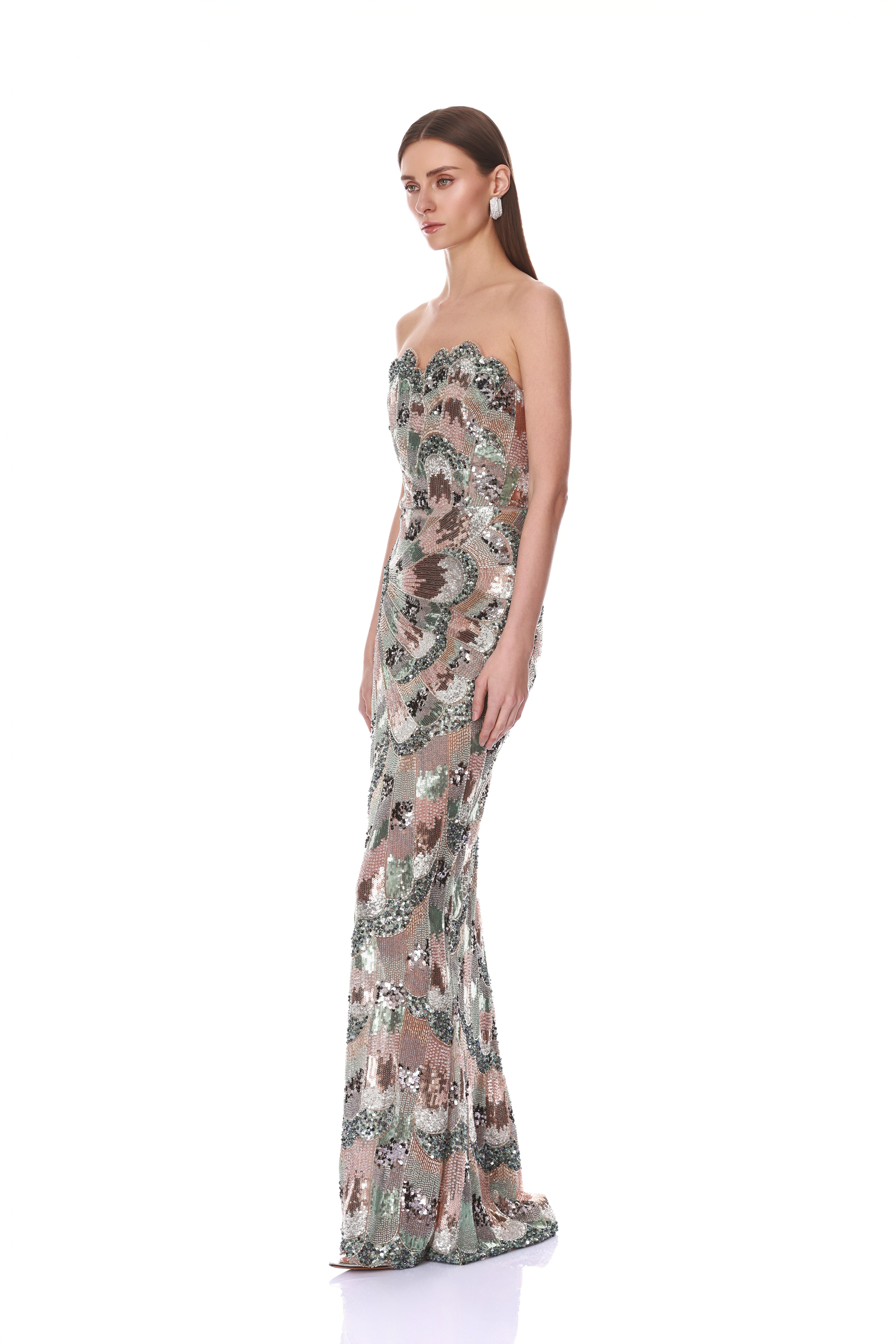Bronx and Banco Strapless Embellished sukienka maxi niebieska
