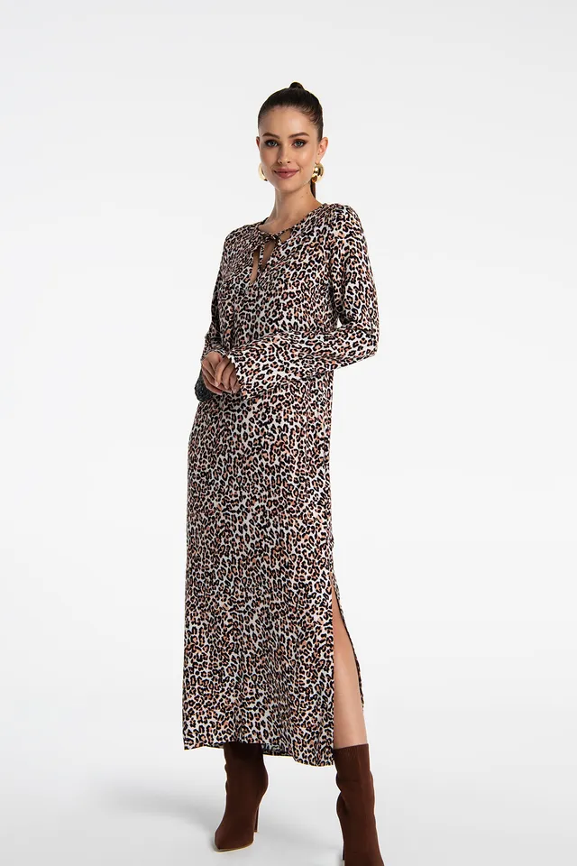 Nudyess Pontos sukienka maxi Pattern-Brown wiskozowa