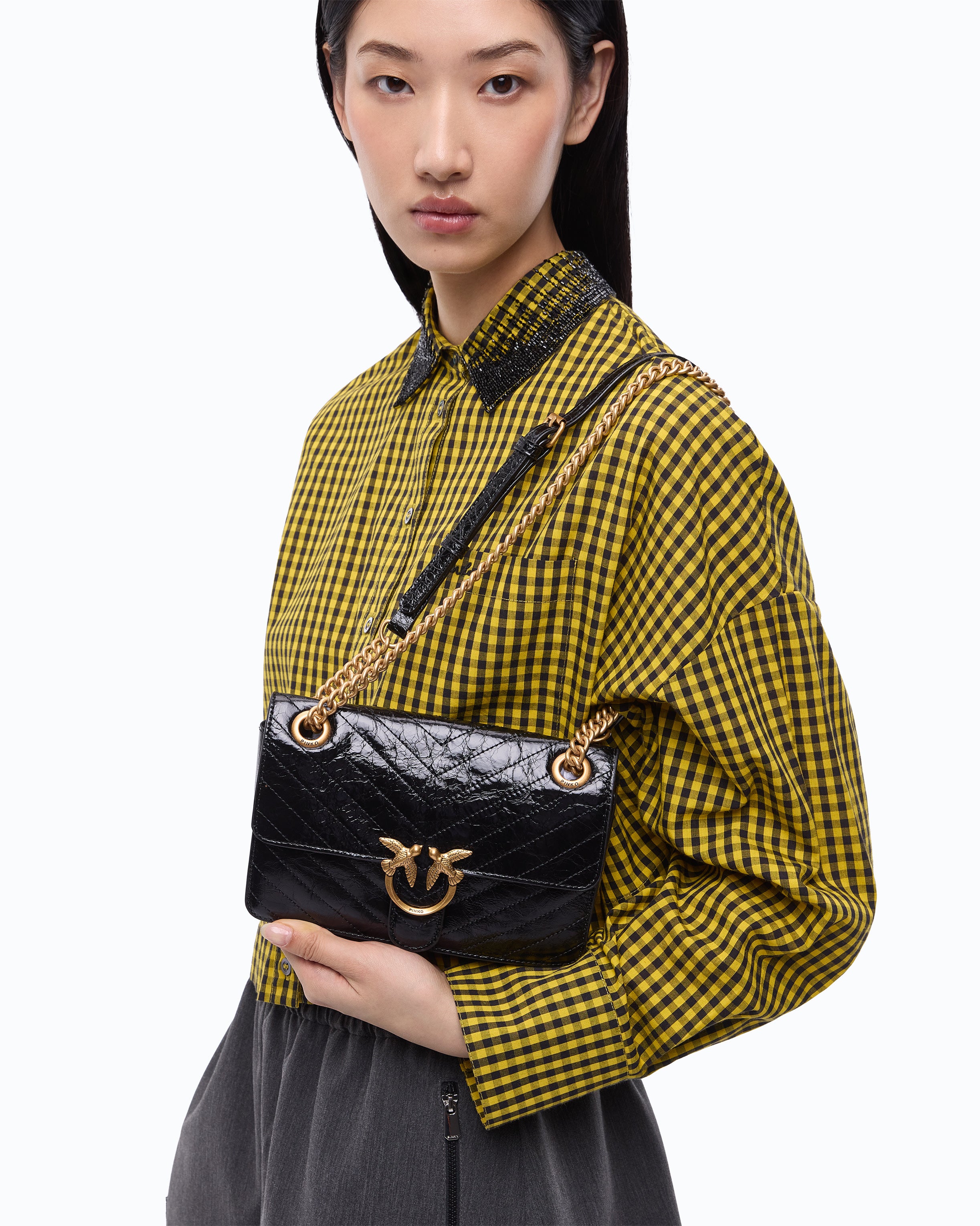 Pinko Mini Love Bag One Light torebka czarna zygzak