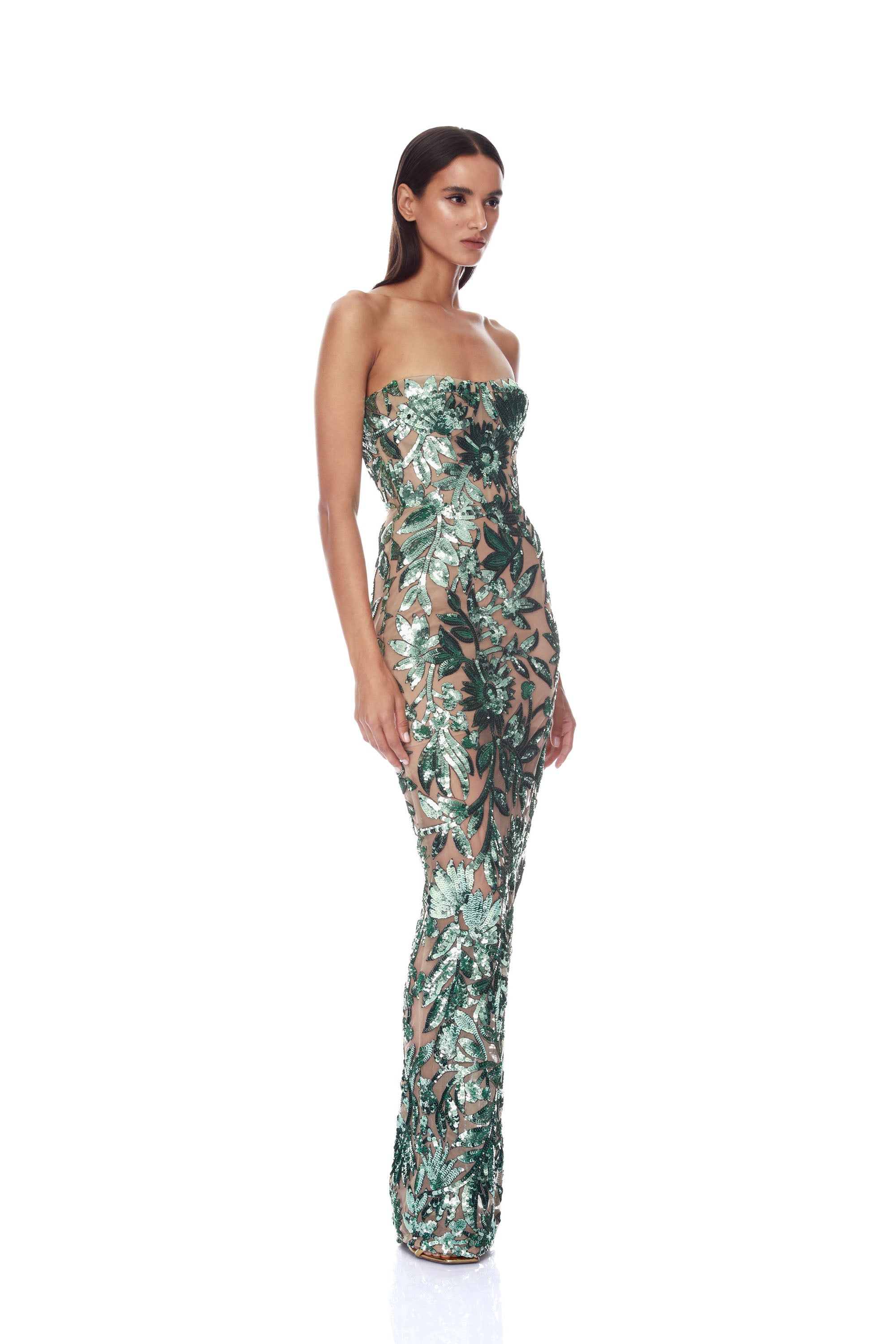 Bronx and Banco Dahlia Teal Strapless sukienka morska