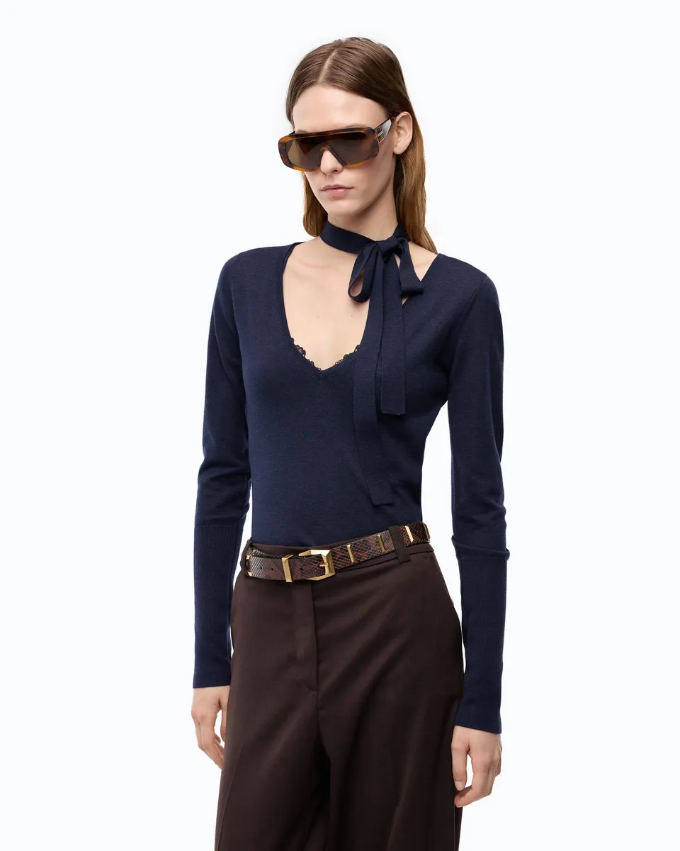 Pinko Soffio Sweater sweter wełniany niebieski