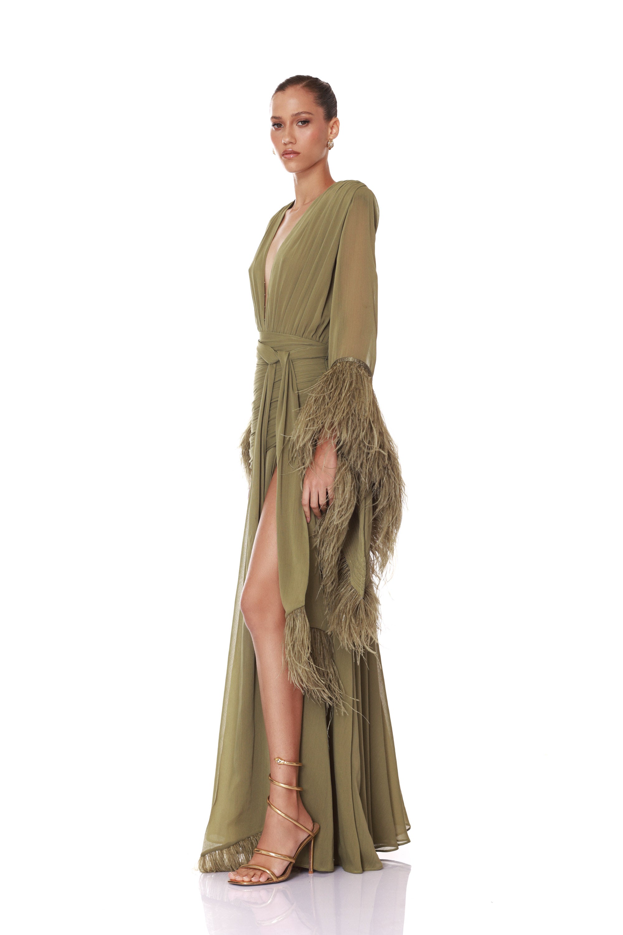 Bronx and Banco Geisha Sage sukienka maxi szałwiowa