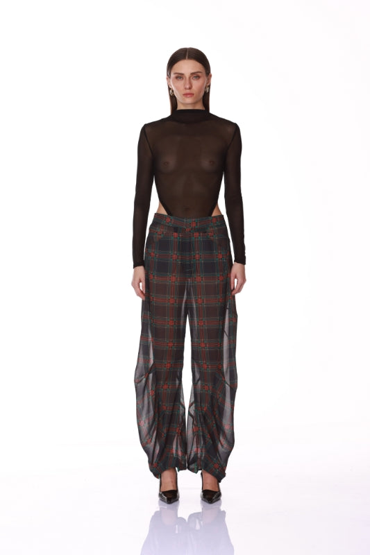 Bronx and Banco Plaid spodnie organza w kratę prześwitujące