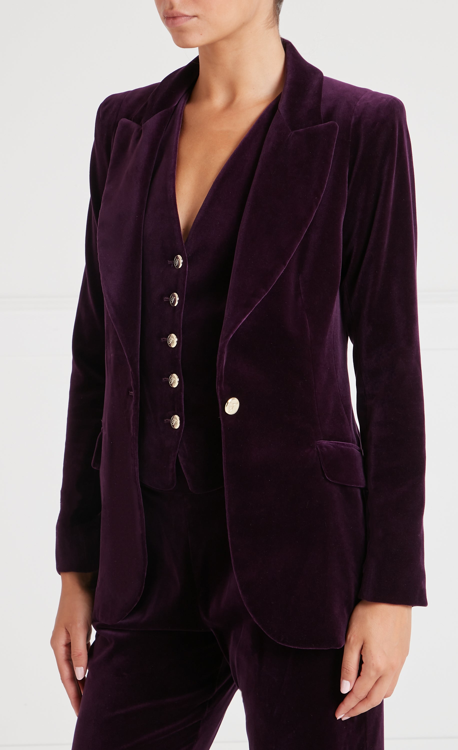 Temperley London Clove żakiet aksamitny Dark Amethyst